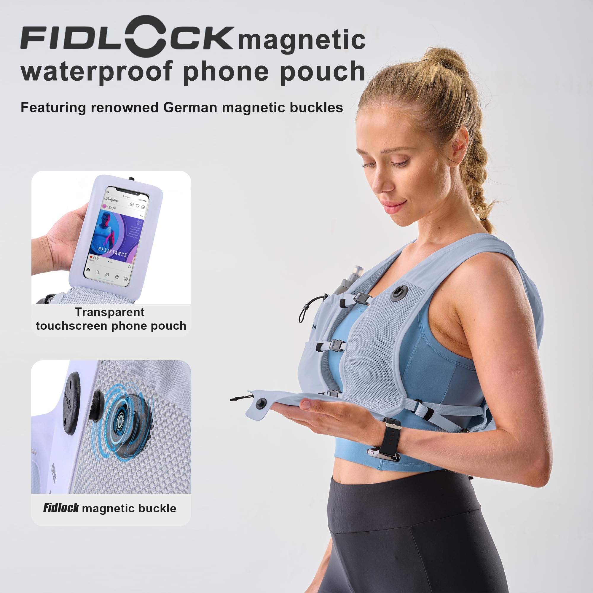Gilet de course avec flasque souple en TPU de 350 ml, petit gilet d'eau de course à pied – Sangles de poitrine réglables, gilet d'hydratation léger pour trail, marathon, randonnée, cyclisme pour homme