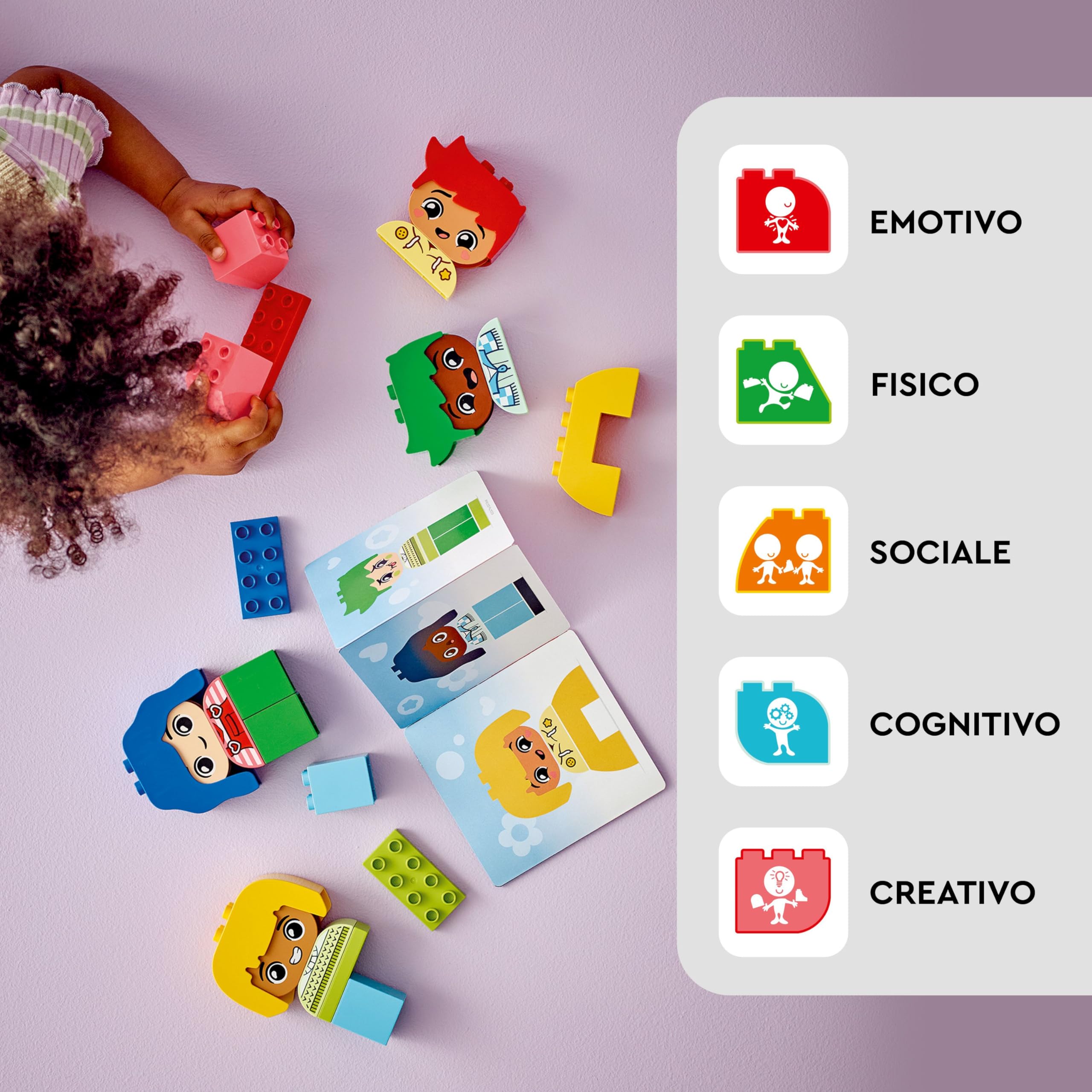 LEGO DUPLO Forti Sentimenti ed Emozioni, Giochi per Bambini e Bambine da 1.5 Anni in su, Giocattolo Impilabile e Personalizzabile con 23 Mattoncini Colorati e 4 Personaggi 10415