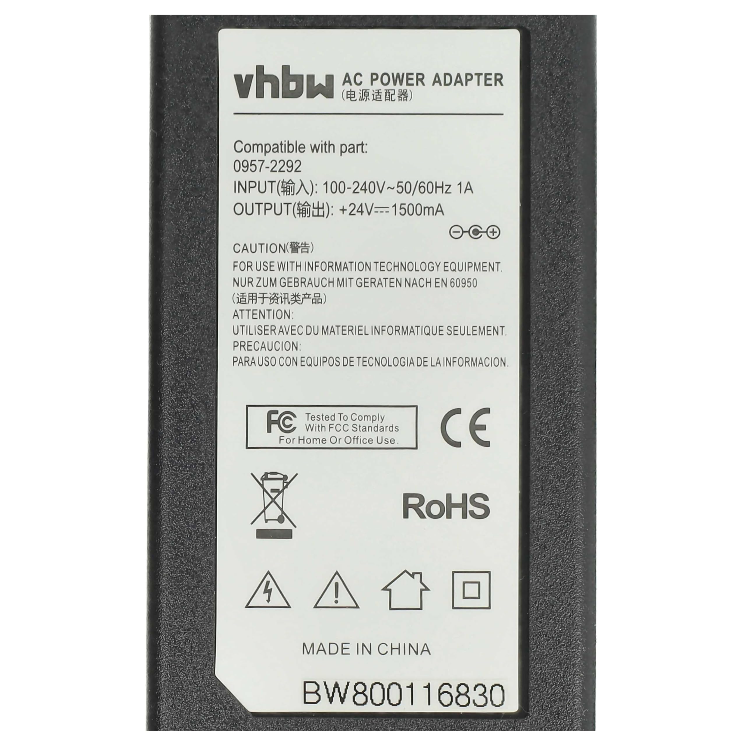 vhbw alimentatore sostituisce HP 0957-2292 per scanner