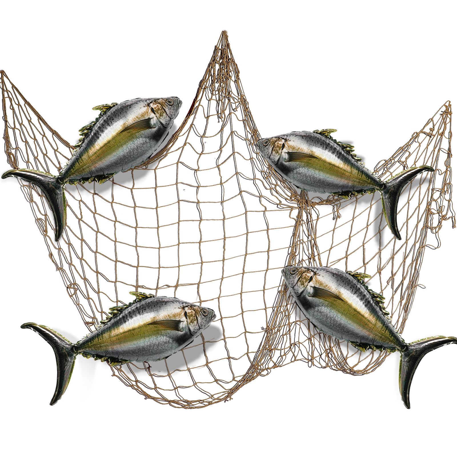 Silipull 5 Pcs Sea Animal Balloons Decorative Fishing Net Set Crab Lobster Fish Foil Balloons Ocean Nautical Themed Party Decorations for Under the