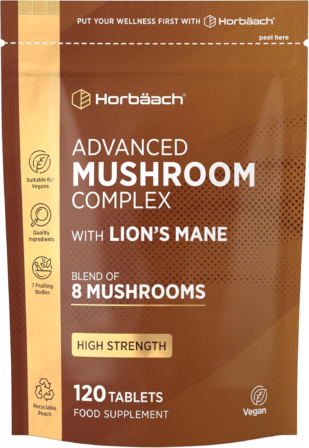 Product image of Mushroom Complex 8 | High Strength Lion's Mane Mushroom, Chaga, Cordyceps, Reishi, Shiitake & More | Providing Polysaccharides | 120 Capsules (2 Month Supply) | Vegan | by Horbaach