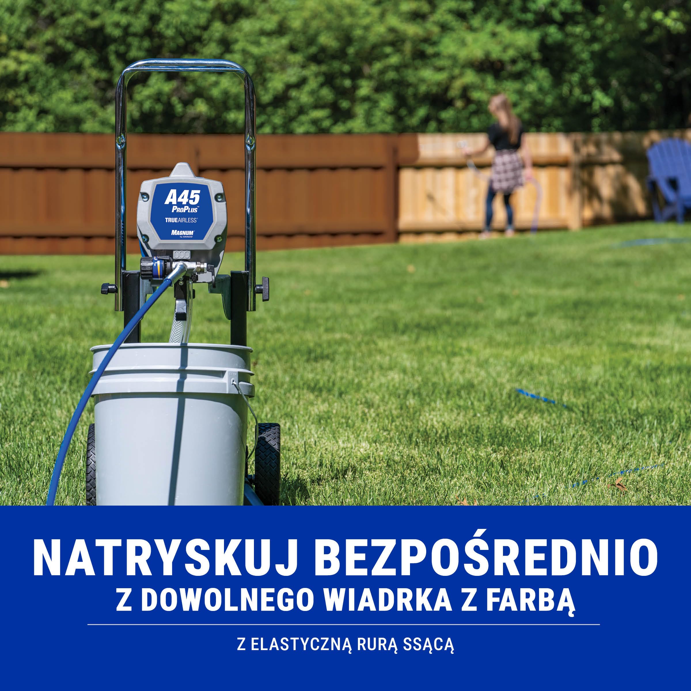 Magnum by Graco 17C245 Airless system natryskowy A45 ProPLUS, potężne urządzenie na kołach, do większych projektów domowych (prędkość przepływu 1,17 l/min, ciśnienie maks. 207 barów)