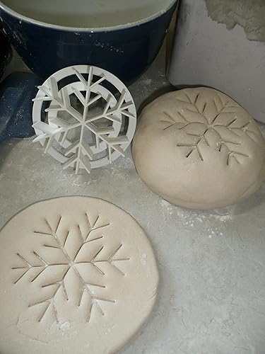 Miniatura 7 de Sello de pan dulce mexicano con patrón de copos de nieve, hecho en Estados Unidos, PR4396, color blanco