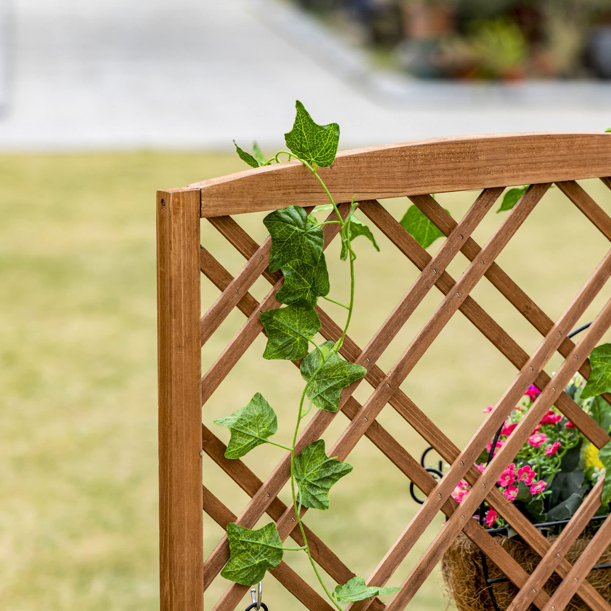 Outsunny Jardinera con Enrejado Jardinera con Celosía de Madera Macetero con Soporte para Trepadora Cultivos Plantas en Exterior Terraza Jardín Balcón 60x30x122,5 cm Natural