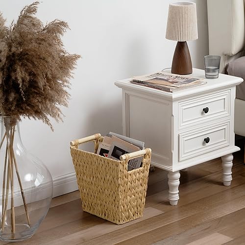 Miniatura 8 de GRANNY SAYS Cubo de basura de mimbre, papelera de baño impermeable, basura de baño, cesta de basura de mimbre con asas, cesta de basura para