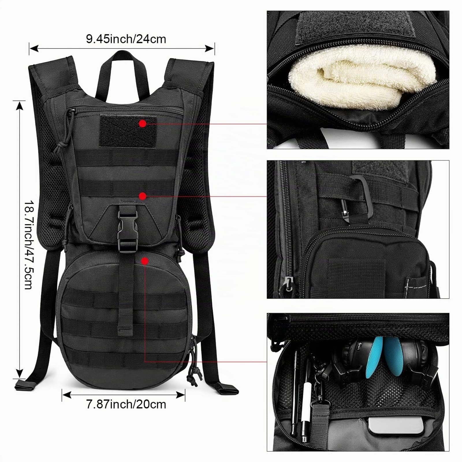 G4Free 22L Borsa di idratazione Zaino da Corsa con Upgrade Vescica d'Acqua 3L per Bicicletta MTB Trekking Alpinismo Campeggio