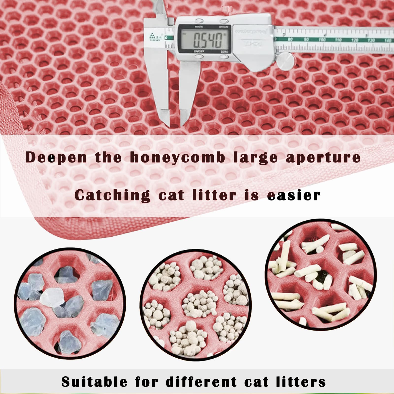 Cat Litter Mat, Honeycomb Double Layer Cat Litter Trapping Mat, Waterproof Urine Proof Non-Slip, Scatter Control, Less Waste, Easier to Clean (Pink, 35" X 24") - image 5