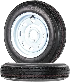 eCustomrim 2-Pack Trailer Tires On Rims 4.80-12 480-12 4.80 X 12 Load Range B 4 Lug White Spoke Wheel - 2 Year Warranty w/Free Roadside