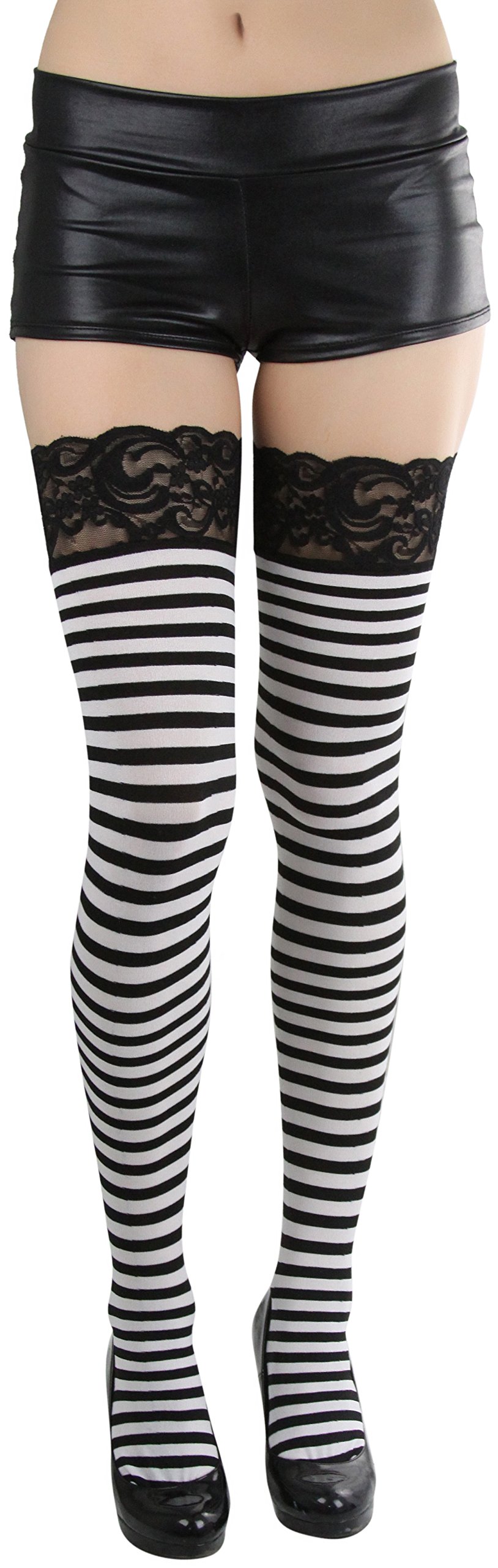 ToBeInStyle Women’s Opaque Hosiery Thin Striped Thigh High Long Stocking