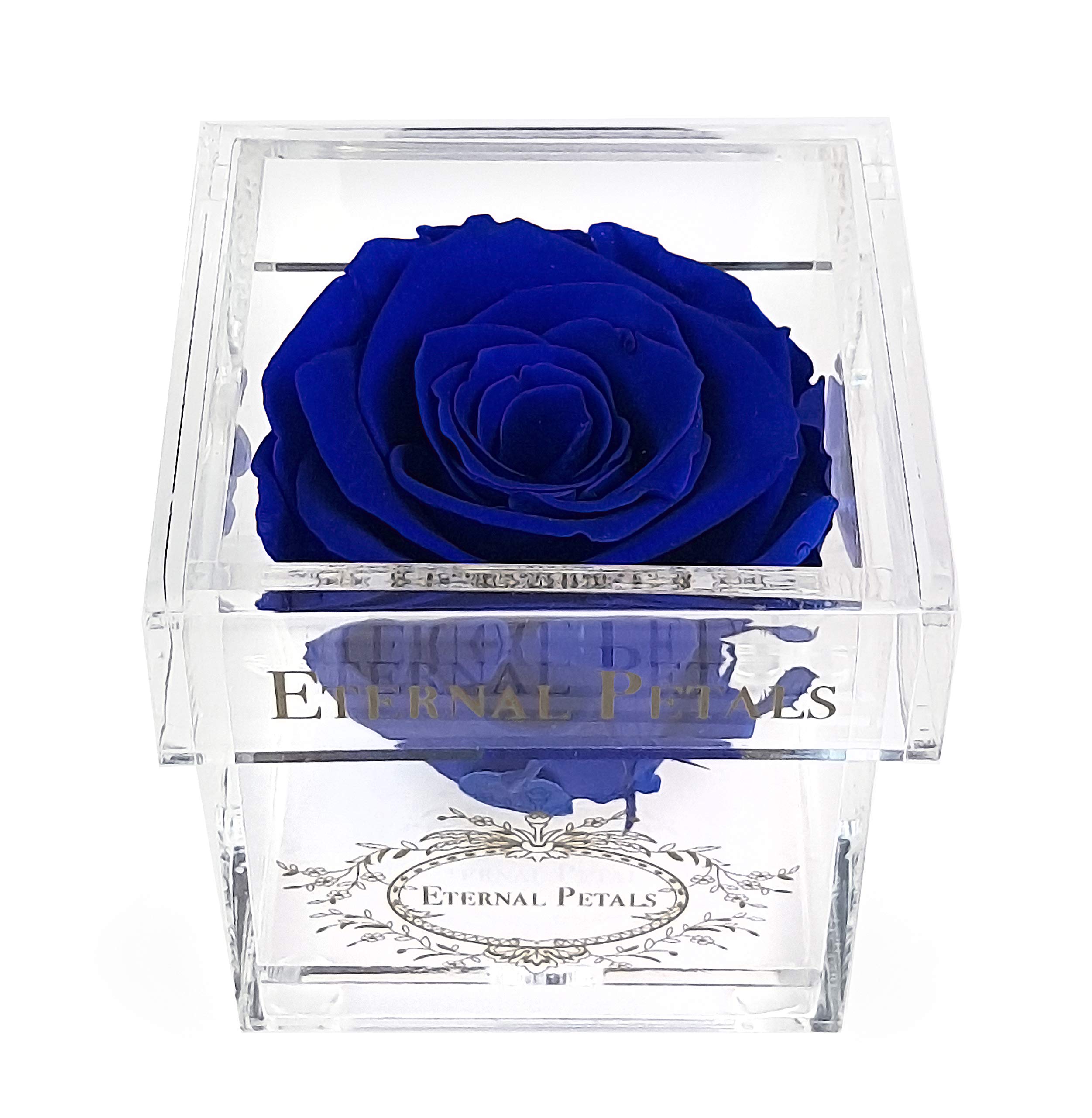 Eternal Petals A 100% Real Rose That Lasts A Year - White Gold Solo (Dark Blue)