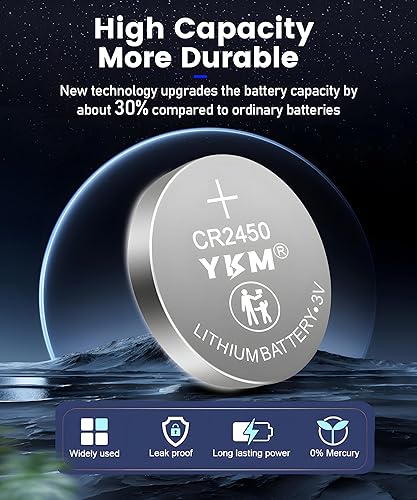 Miniatura 8 de CR2450 Battery DL2450 ECR2450 BR2450 2450 620mAh 3V Lithium Battery for Tea Light Candles Car Remote Key Fob Alarm Sensor Watch Coin Cell Battery 10