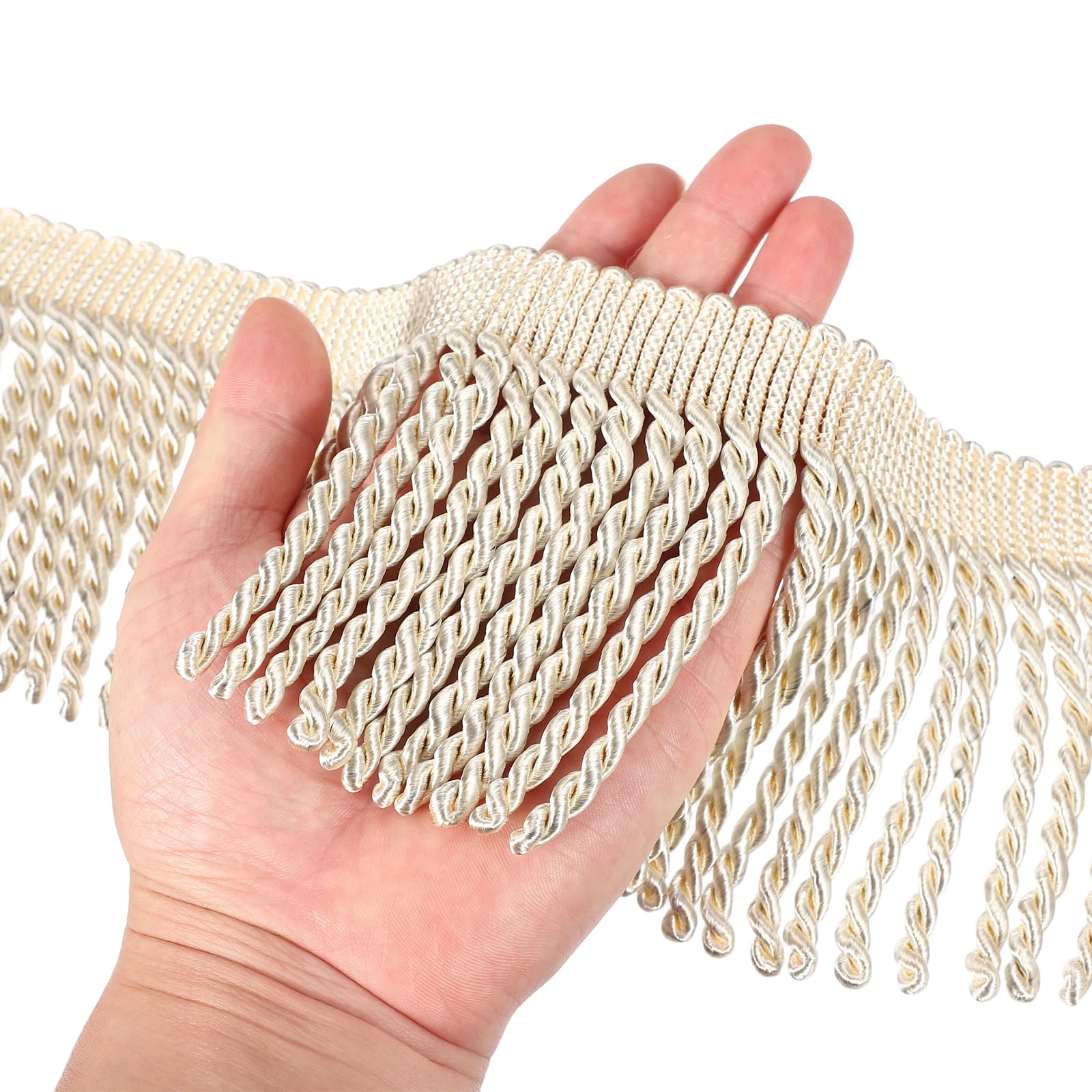 Tissu long épais à coudre PATIKIL beige avec franges pour vêtements et rideau