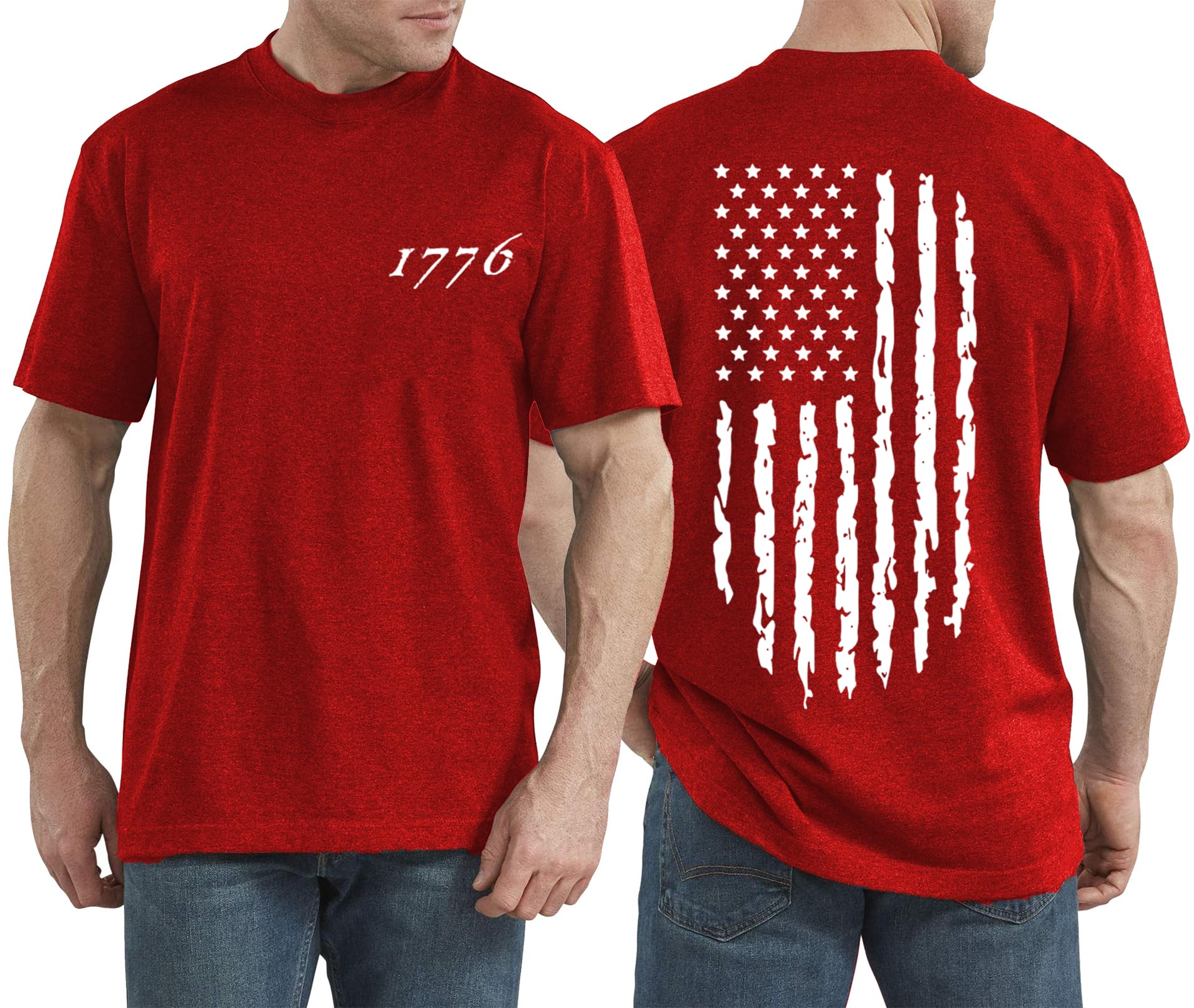 LAZYCHILD Mens American Flag Shirts: 4th of July T-Shirt USA Flag Patriotic Short Sleeve Memorial Day Tops