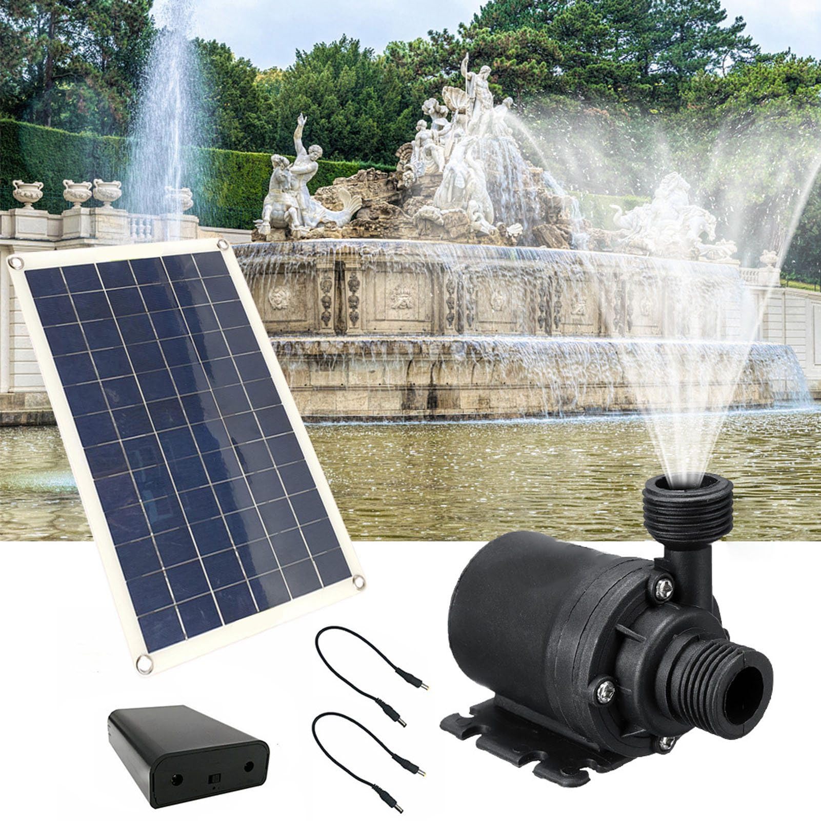 JEOZBM Kit Pompa Fontana Solare da 20 w, Pompa ad Acqua Solare 12 v, Pompa sommergibile da 800 l/h per Coltura idroponica da Giardino per Vasca per Pesci e Vasca per Uccelli