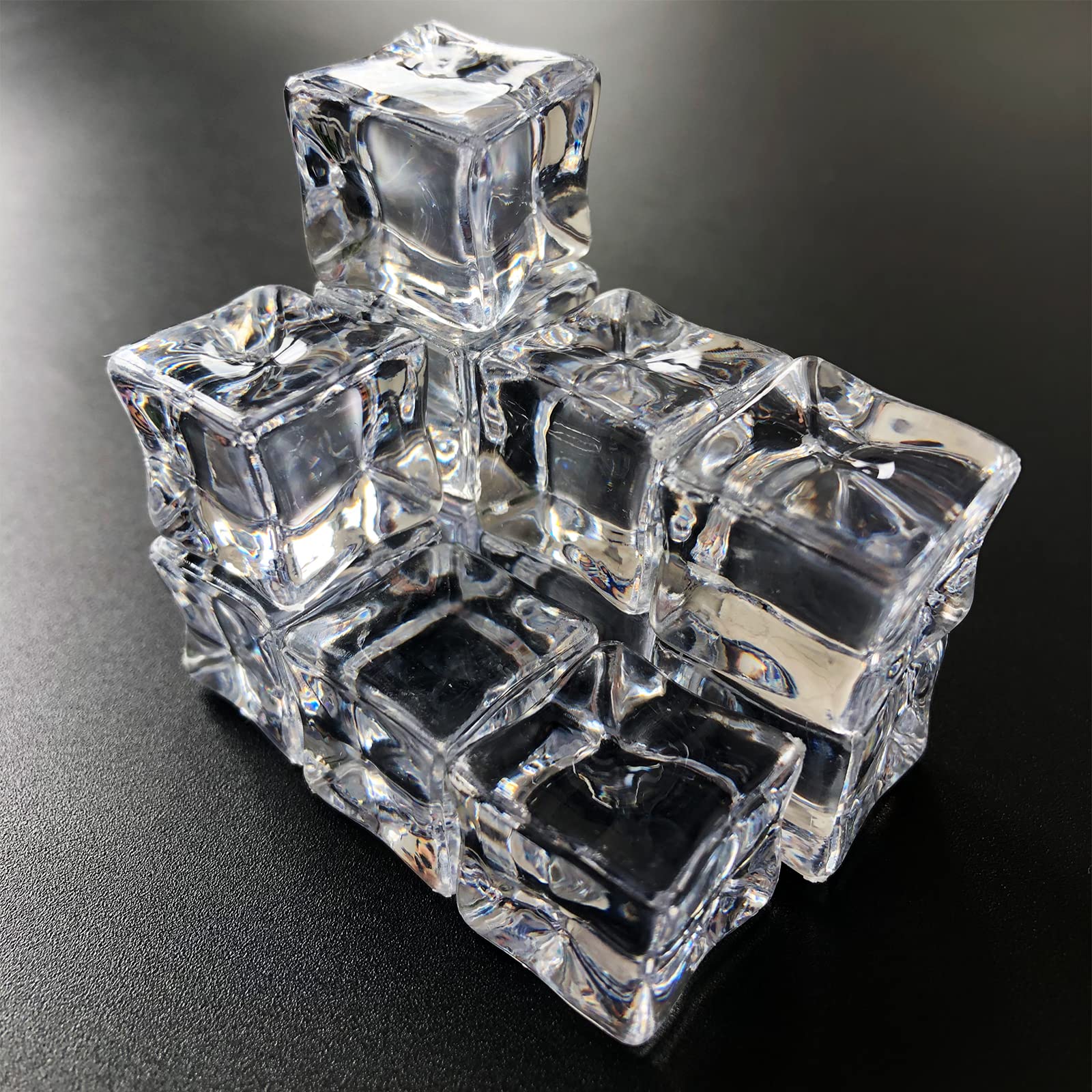 yueton Cubetti di ghiaccio in plastica trasparente in miniatura, cubetti di ghiaccio falsi, accessori per bevande per birra per casa delle bambole, decorazioni per cospargere le tazze della casa delle