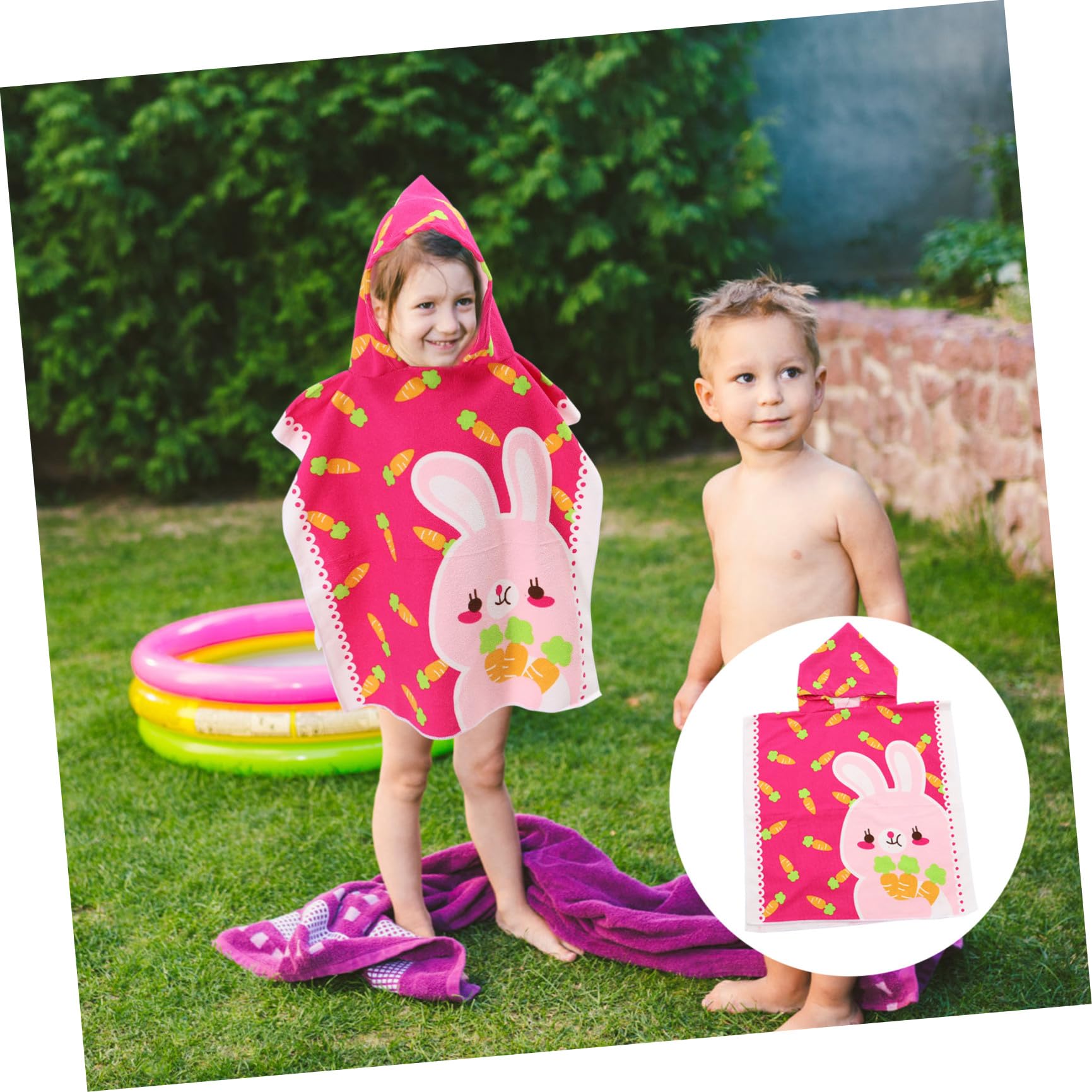 STOBAZA 5piezas Toalla De Playa Capucha para Niño Toalla Diseño De Conejo y para Piscina y Playa Después Ducha