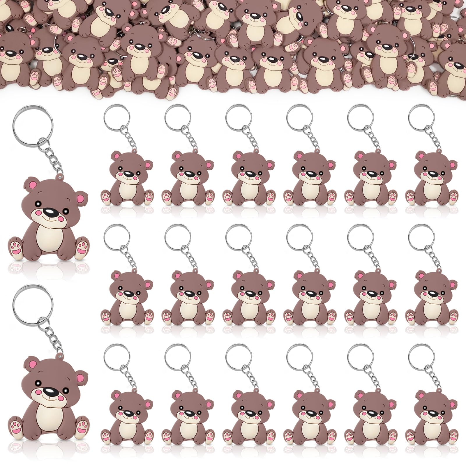 CiciBear 24 Pack Brown Bear Party Decorations for Guests, Brown Bear Prince Themed Party,Jungle Safari Wild Woodland Baby Shower, School Party, Kids Birthday