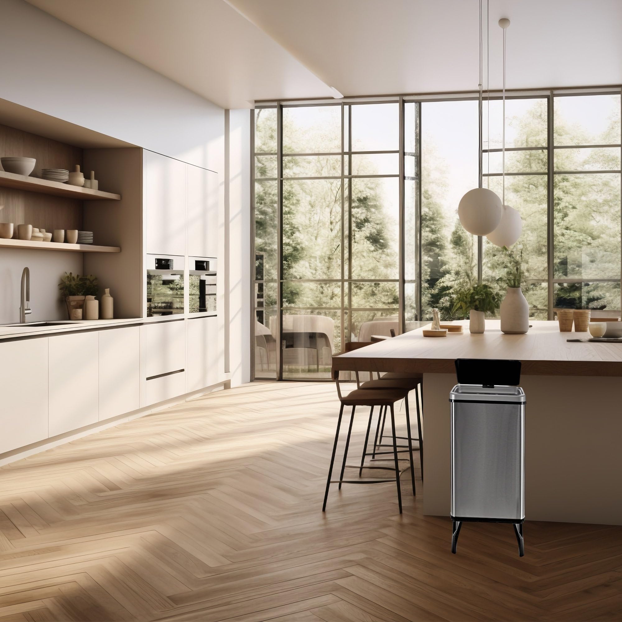 WELL HOME MOBILIARIO & DECORACIÓN 2 bidoni della spazzatura intelligente da 50 l, altezza: 83,5 (x35,5 x 26), grigio con etichette magnetiche
