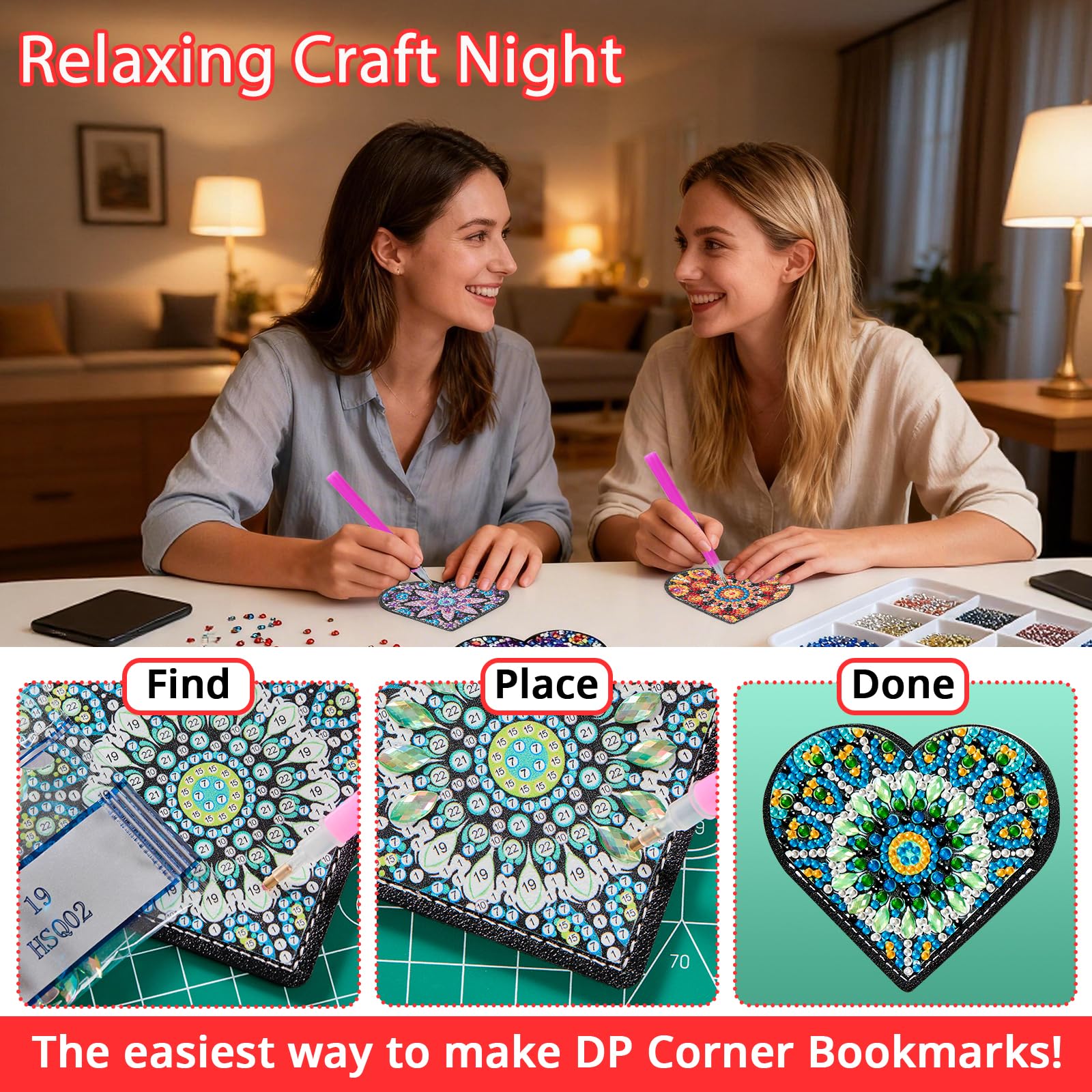 Diamond Art Bookmarks - Easy Craft Kit -4 Diamond Art Bookmarks - Easy Craft Kit -4