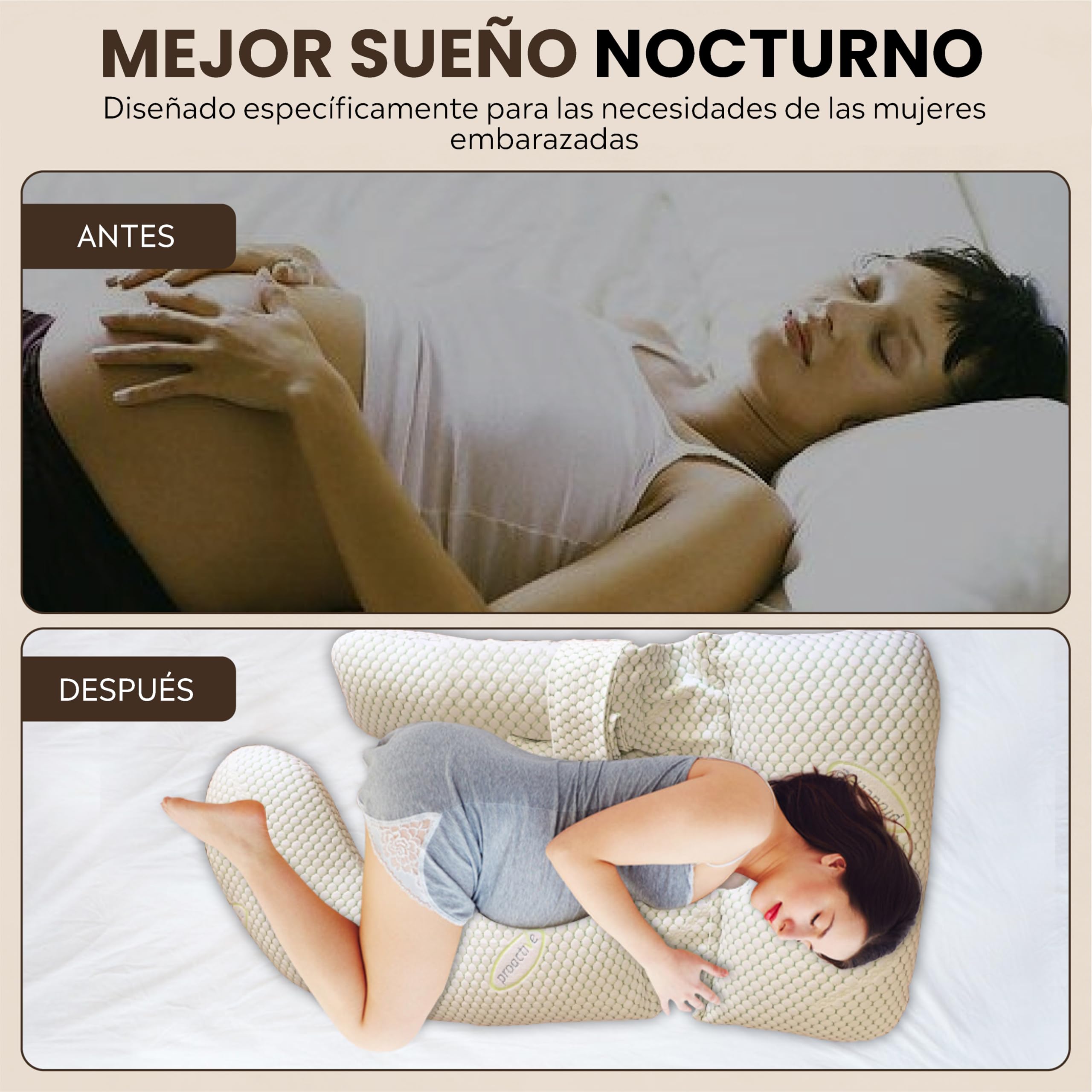 Cojín de Embarazo Grande en Forma de U – Almohada de Maternidad Ergonómica para Dormir de Lado – Cojín para Embarazadas y Lactancia – Soporte Espalda, Vientre y Piernas