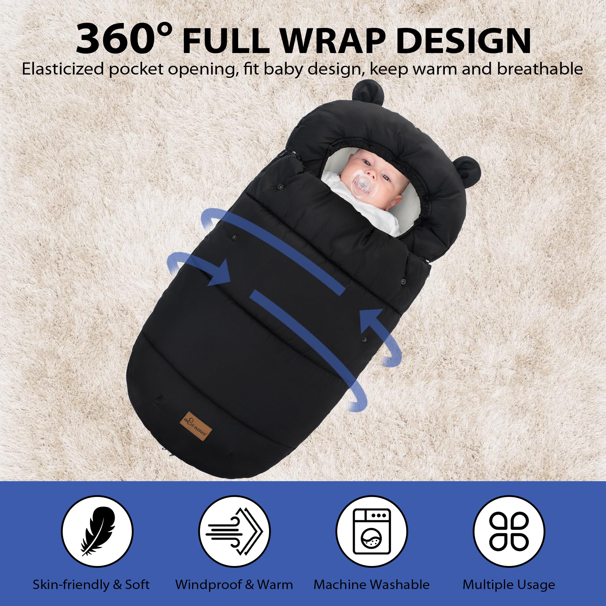 Universal para Cochecito De Bebé, De Invierno para Cochecito, Universal para Silla De Paseo, Color Negro