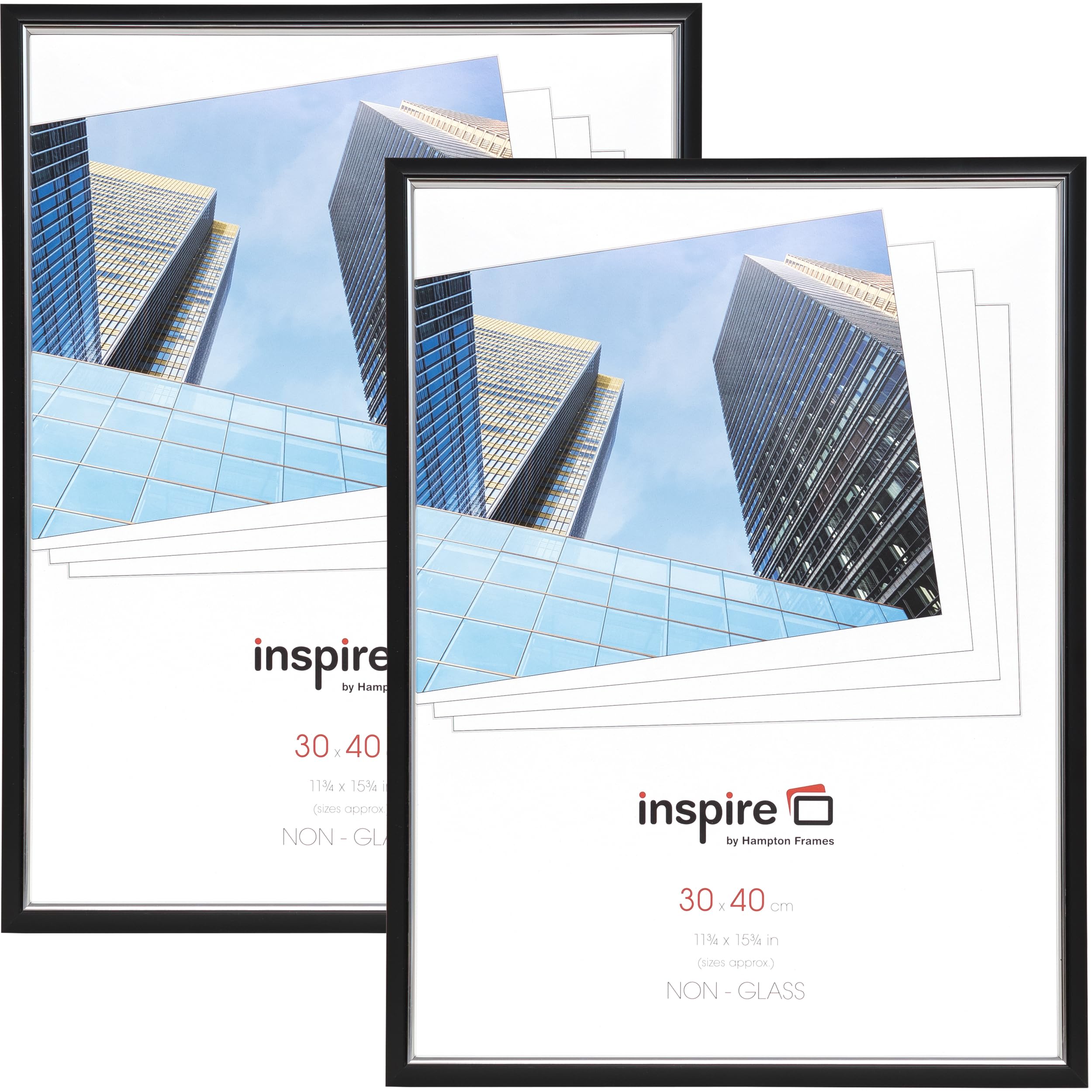 Hampton Frames Black Easyloader 30X40cm Picture Poster Frame Acrylic (Non-Glass) Eas3040bkpx-2Pk