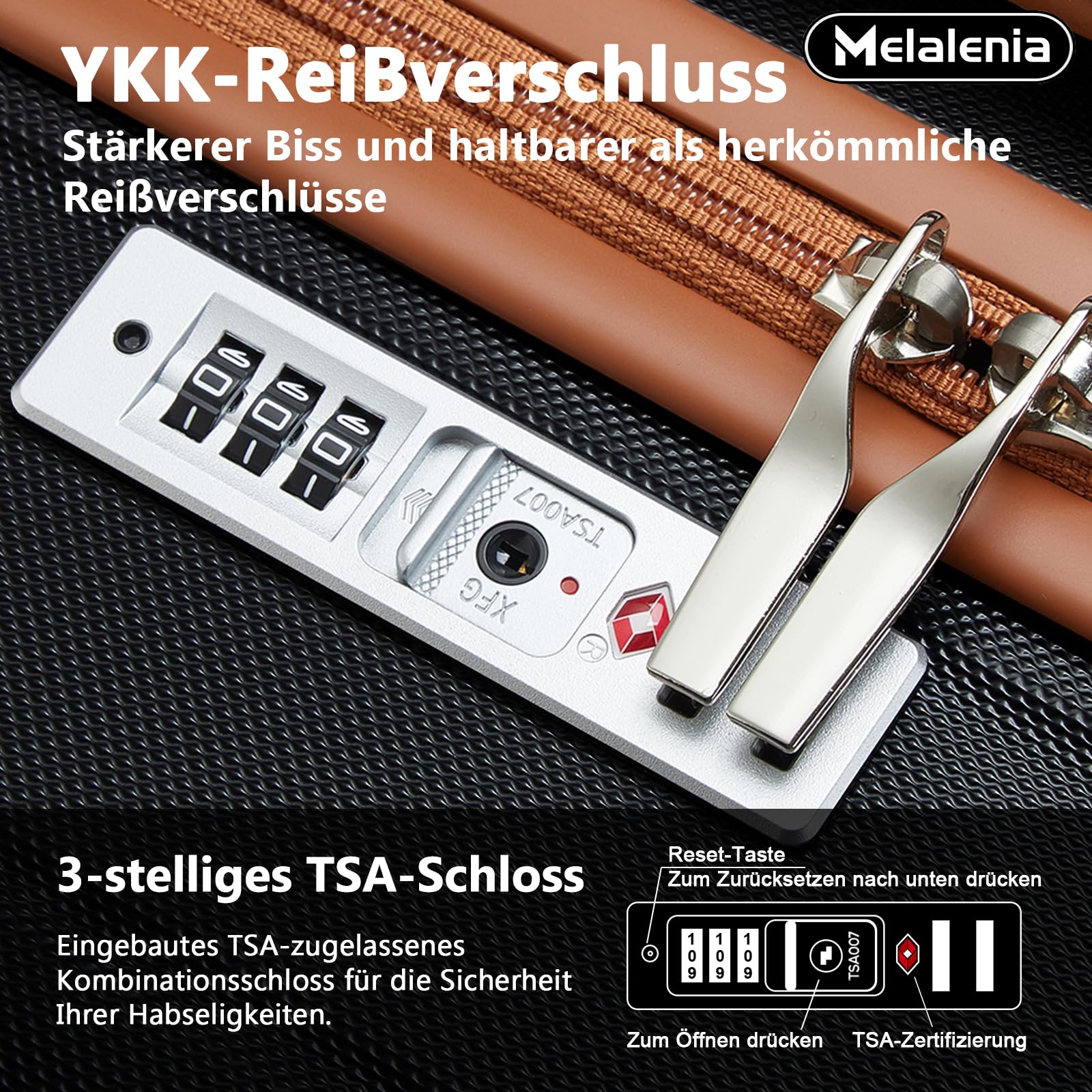 Melalenia Set de Valises, 7 Pièces Ensemble Bagages Rigide(25/47/53/64/73cm), Roues Pivotantes à 360° Serrure TSA et Léger Durables Comprend Trousse de Toilette et Sac de Voyage