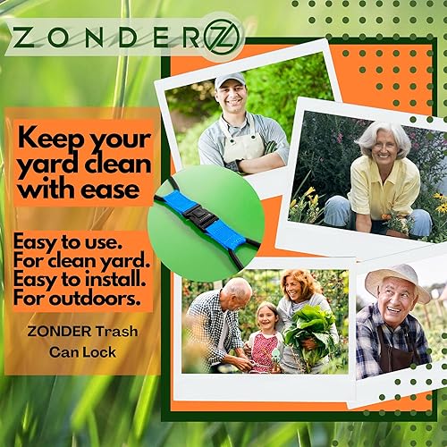 Miniatura 2 de ZONDER® Cerradura para cubo de basura, cuerda elástica para exteriores, para mapaches, animales, patio ordenado, cerradura de cubo de basura de oso,