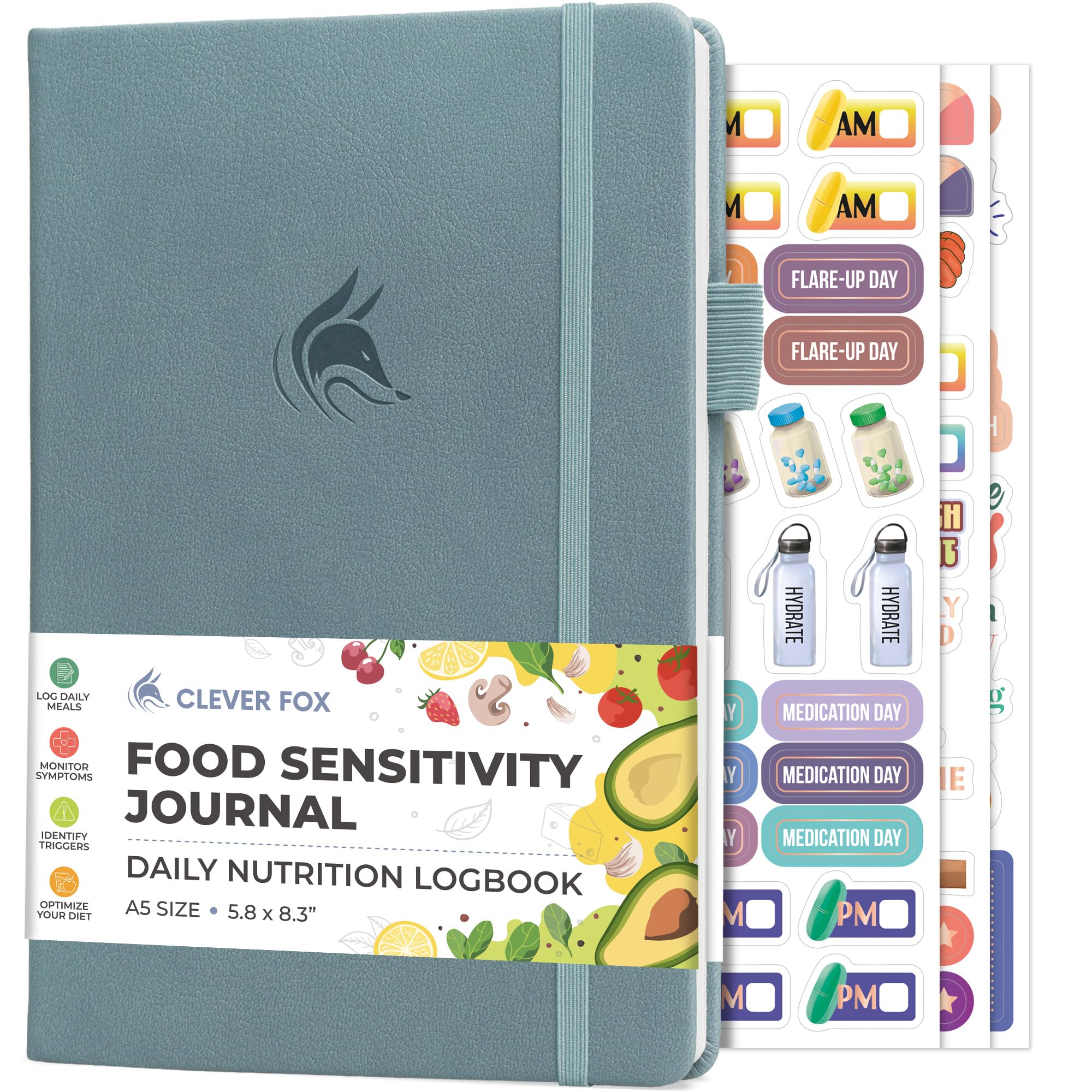 Clever Fox Clever Fox Food Sensitivity Journal & Symptom Diary, 5.8x8.3 Windy Blue