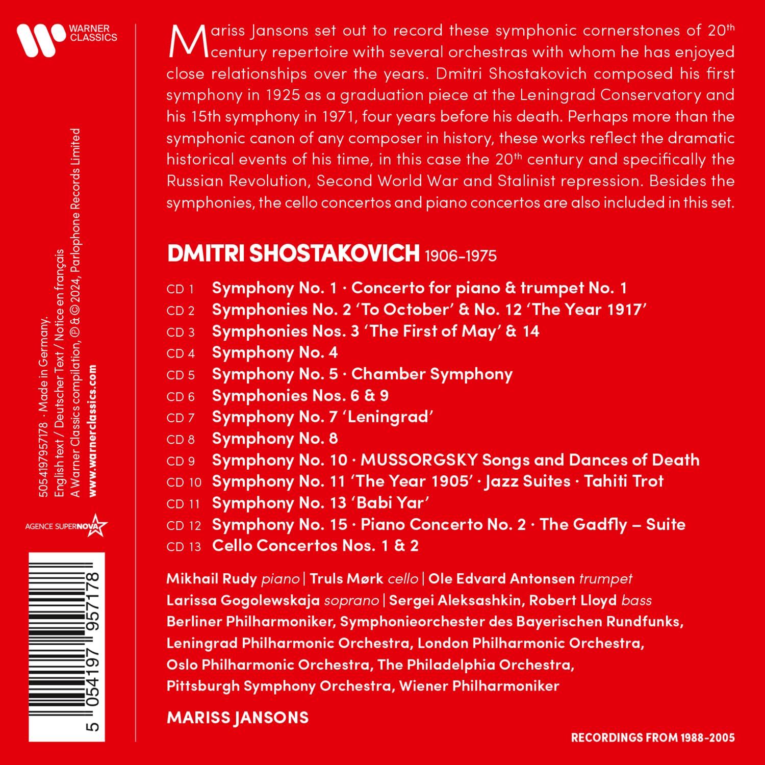 The Complete Symphony, Piano Concertos & Cello Concertos