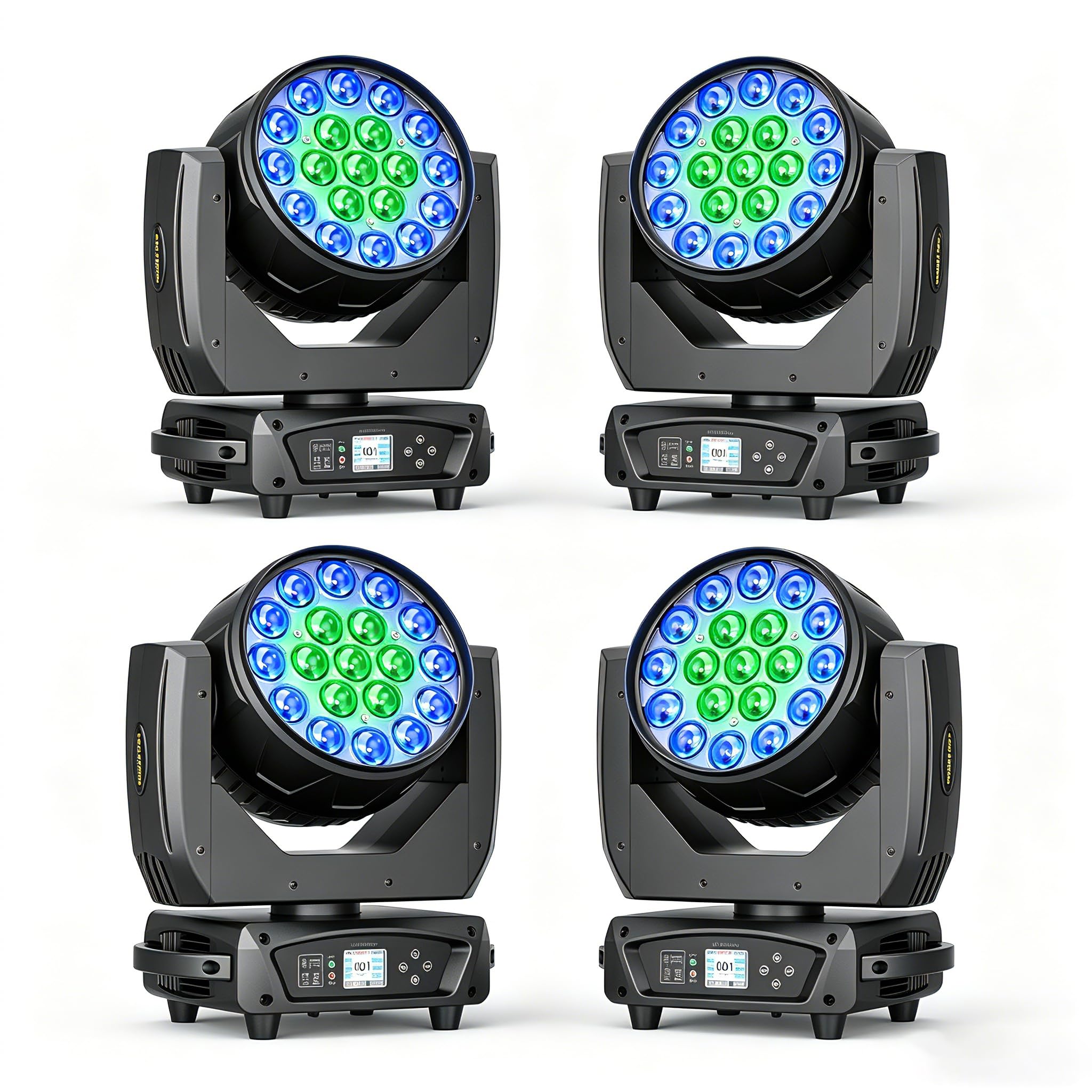 4PCS 19 x 20W RGBW Wash Moving Head LED,Zoom Bühnenlicht Beam Disco Licht für Party, KTV, Konzerte, DJ, Weihnachten, Hochzeiten