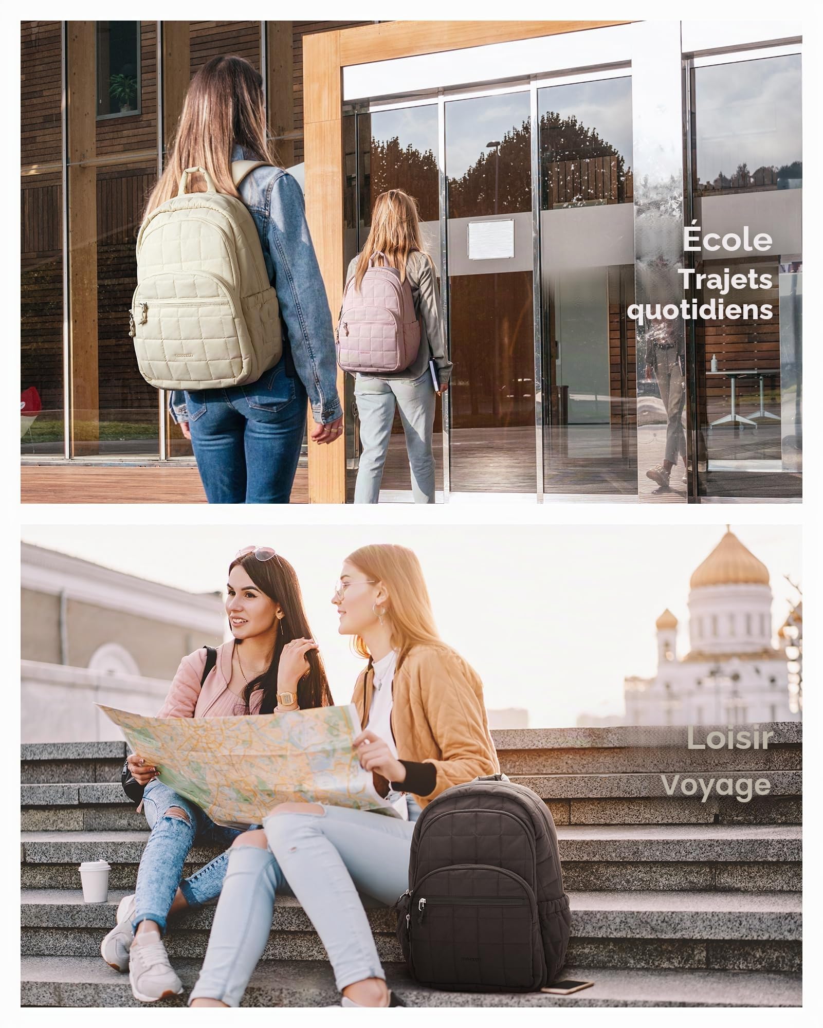 bagsmart Sac a Dos Femme,25L Sac a Dos Ordinateur Imperméable pour 15.6" Ordinateur Portable,pour Avion,Léger Voyage,Universitaire,Noir