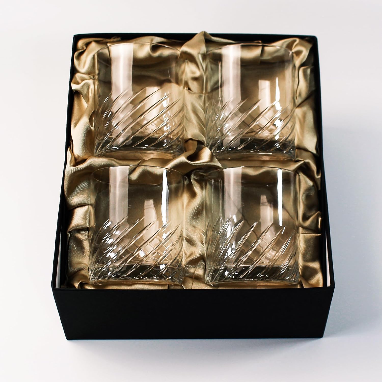 Japanese Premium Rock Glasses with Luxury Box Style, 10 Oz Rocks Barware For Scotch, Bourbon, Liquor and Cocktail Drinks, Made in Japan (Set of 4 (Slash Old), 10, Fluid Ounces)