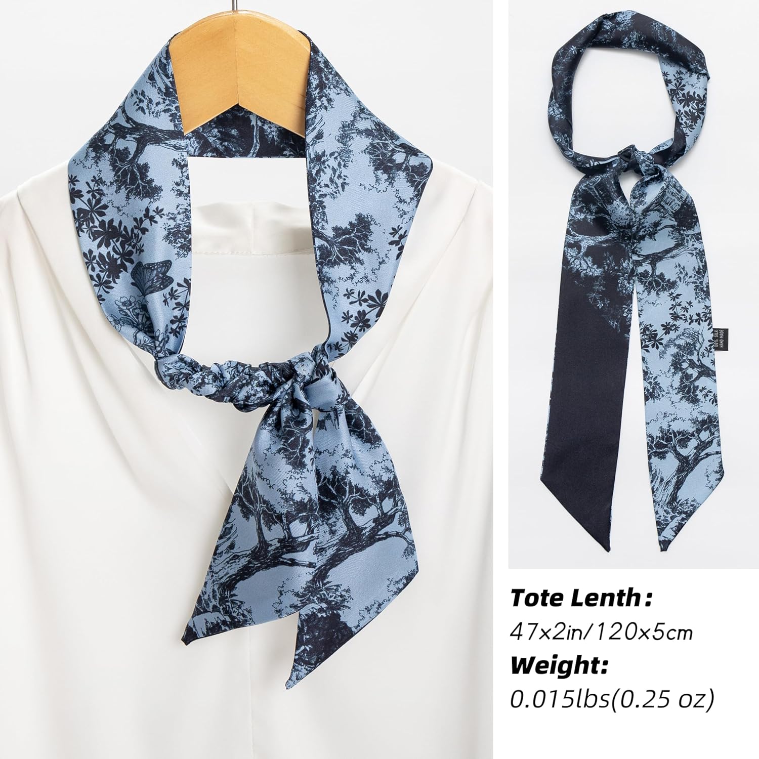 100% Mulberry Silk Scarf for Women Neck, Handbags,Bags, Purse, Hair Head Ribbon Skinny Scarf Silk Headband Scarf - Image 2