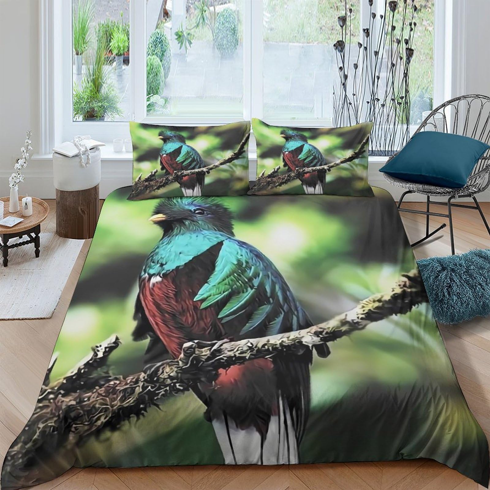 Ctjqhvkz Style-5 3D Printed Colorful Bird Fitted Sheet Microfiber Soft Breathable Forest Branch Mattress Cover For Bedroom Decor Single（135X200cm）
