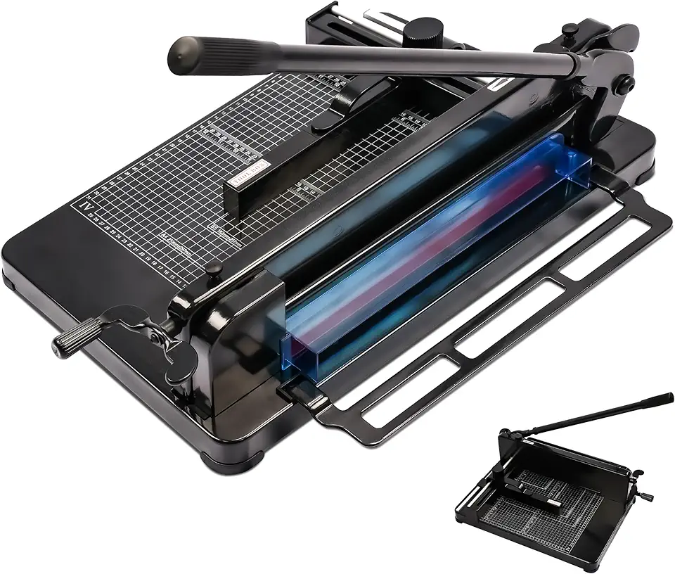 Guilhotina de Papel A4, Guilhotina Profissional, Guilhotina Semi Industrial, Corta Até 400 Fls Tam A4, Pode Cortar Papel, Couro, PVC e Outros Materiais