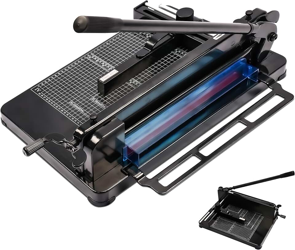 Guilhotina de Papel A4, Guilhotina Profissional, Guilhotina Semi Industrial, Corta Até 400 Fls Tam A4, Pode Cortar Papel, Couro, PVC e Outros Materiais