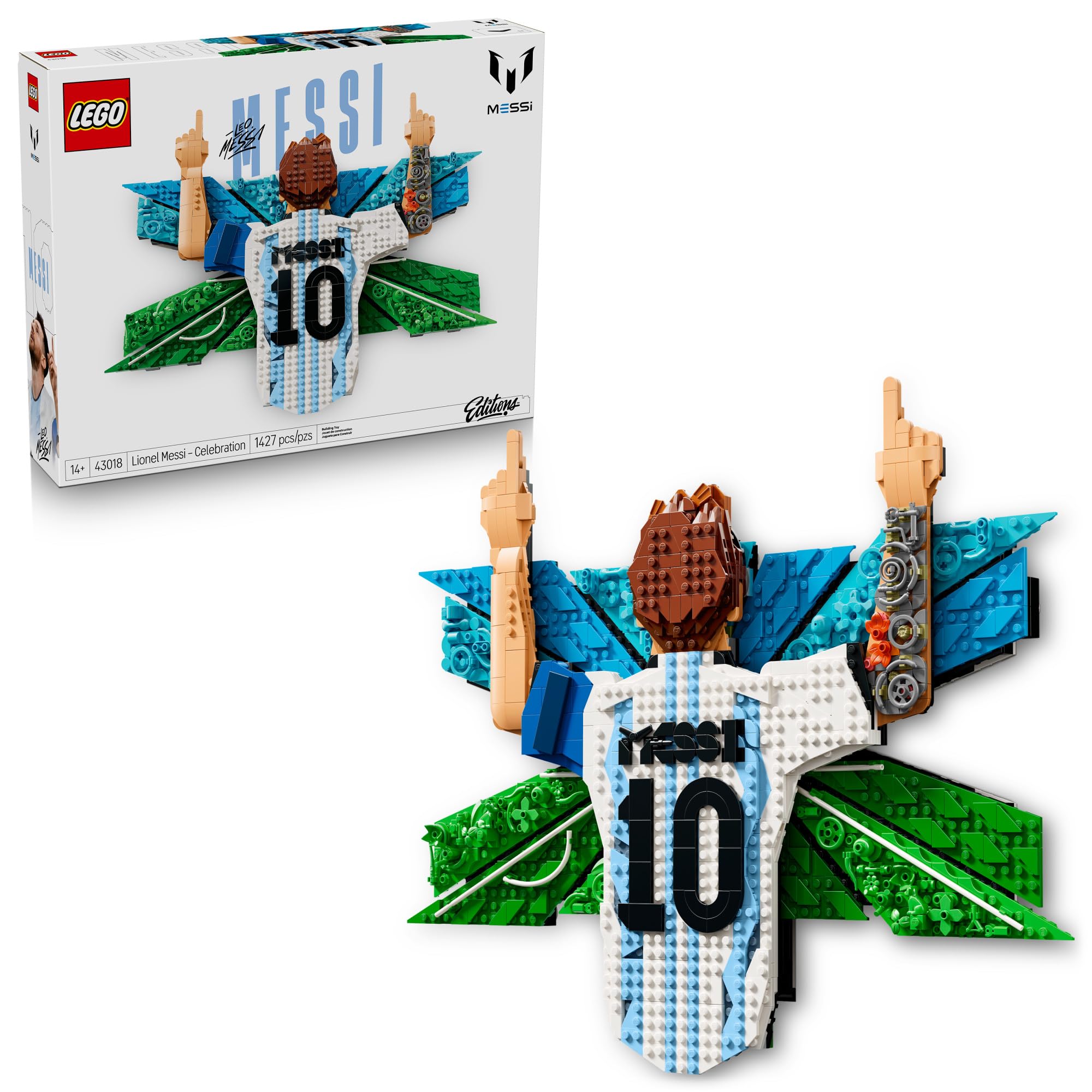 Photo 1 of ***NO REFUND IF RETURNED WITH OPEN BAGS, NO EXCEPTIONS***
***ALL BAGS AND MANUAL ARE SEALED***
LEGO Editions Lionel Messi – Celebration - Building Set for Boys & Girls, Ages 14+ - Collectible Soccer Gift for Fans - Kids Bedroom or Shelf Decor - 43018