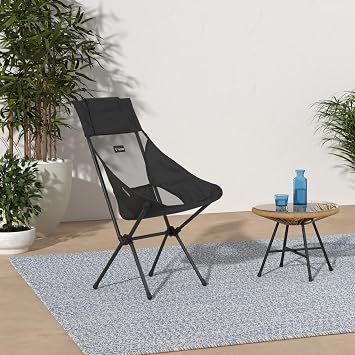 Helinox Sunset Chair Lightweight, High-Back, Compact, Collapsible Camping Chair, Blackout, 1.56kg, with Side Pokets