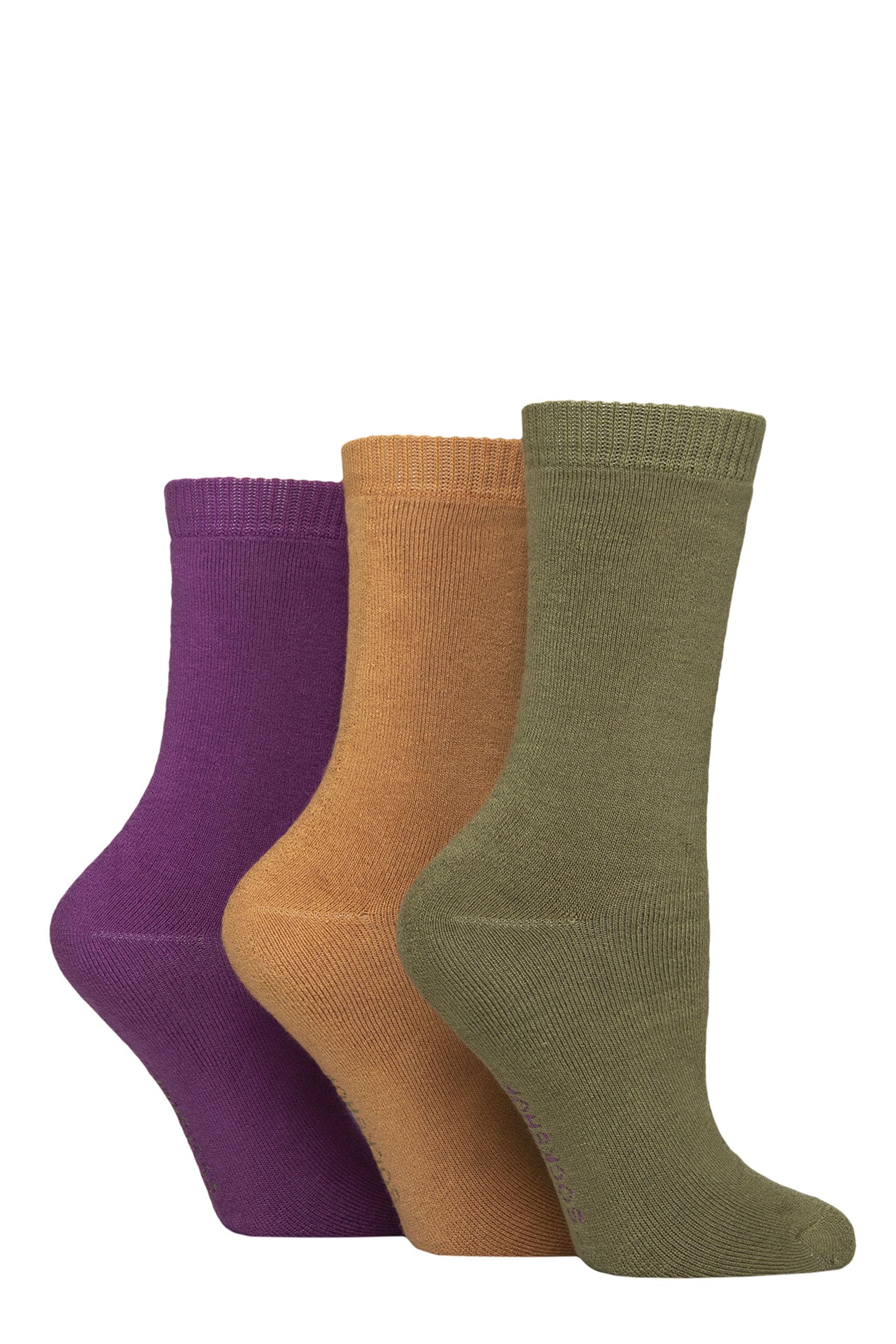 SockShop Ladies Cushioned Plain Bamboo Boot Socks Soft and Breathable Pack of 3 (UK, Numeric, 4, 8, Regular, Regular, Wild Terrain)