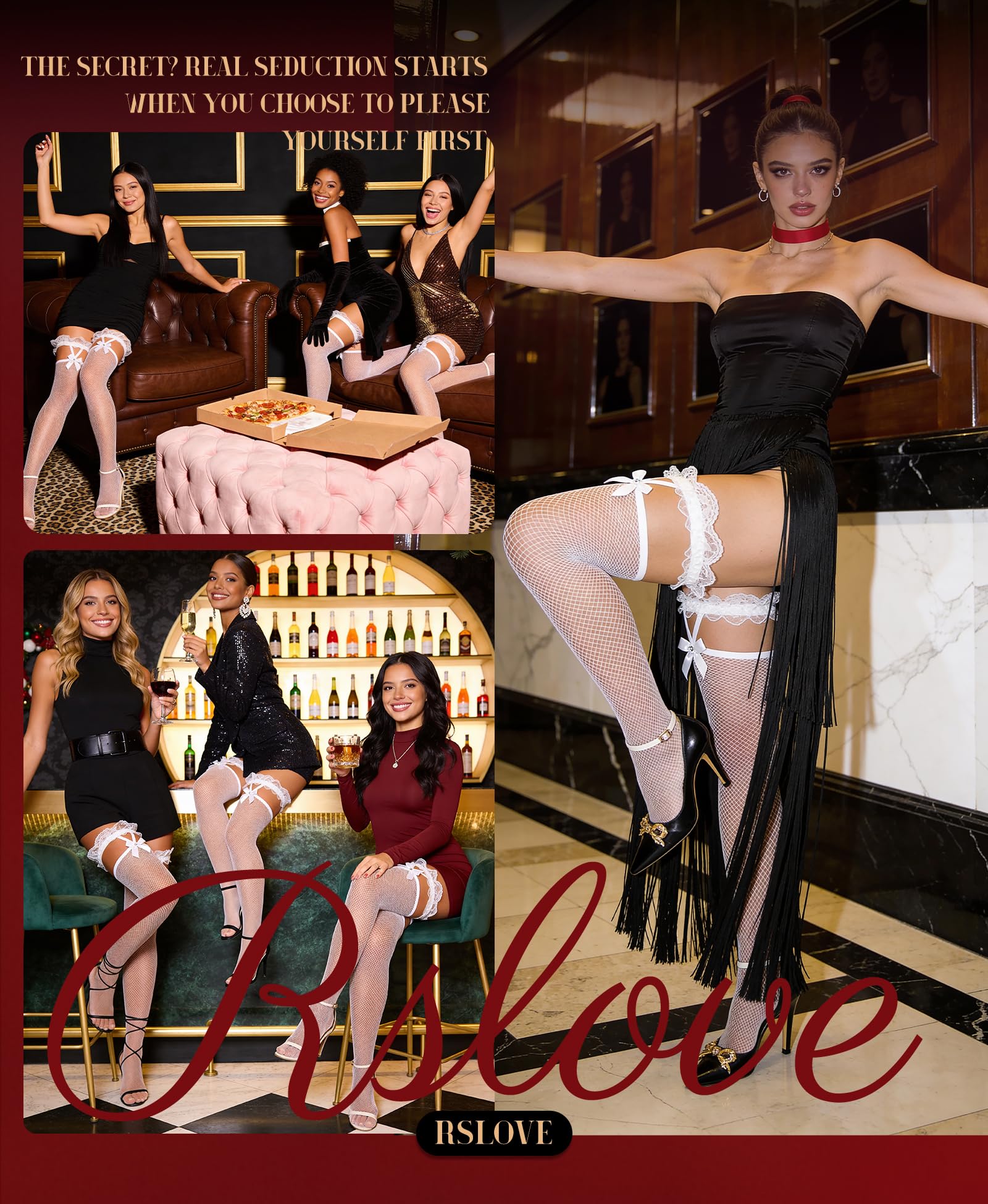 RSLOVE Women Fishnet Stockings Sexy Thigh High Pantyhose Women Tight Hosiery: One Size White