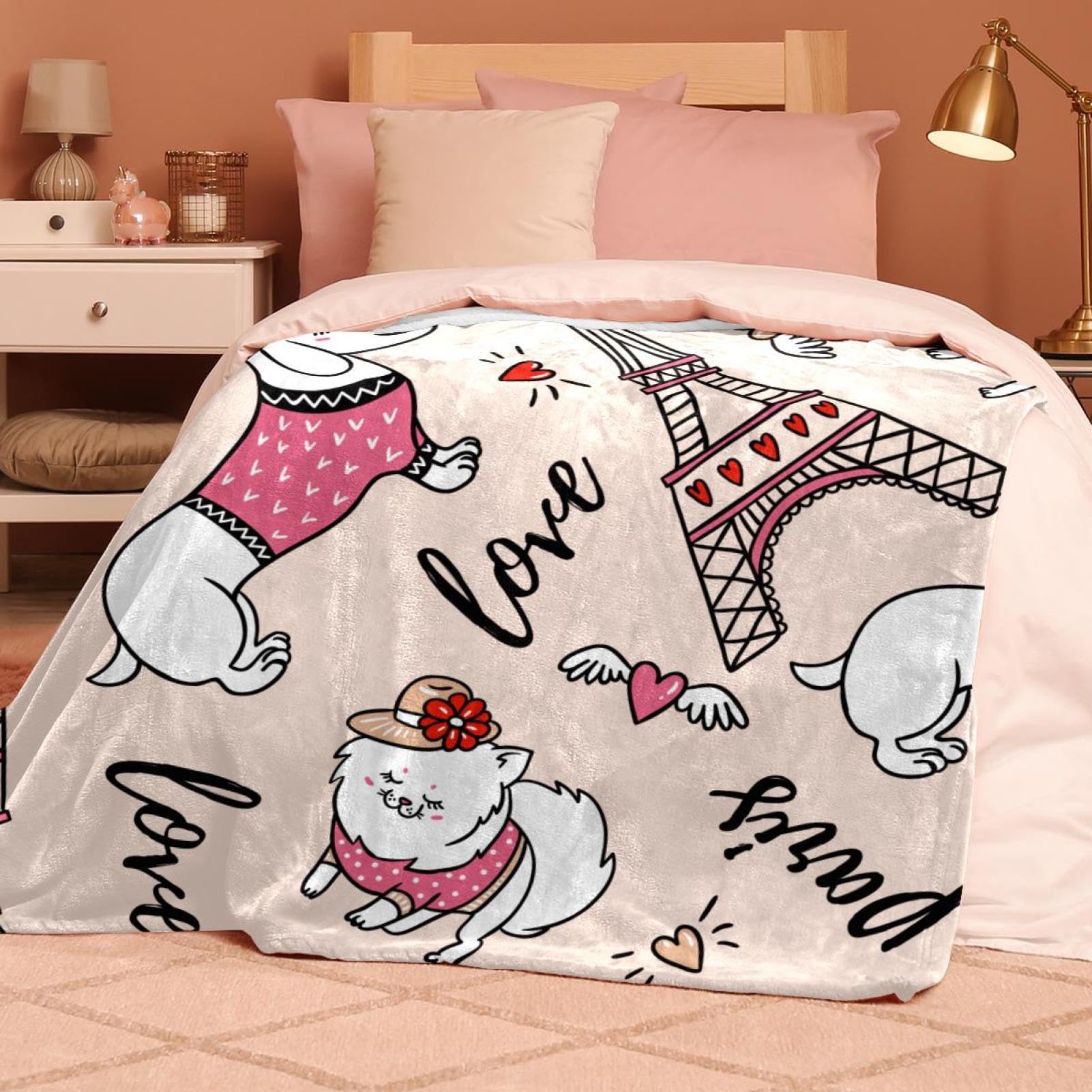 Couverture Polaire Tour De Chien Couverture De Canapé Couverture De Lit pour Chambre Salon Bureau 150×200cm