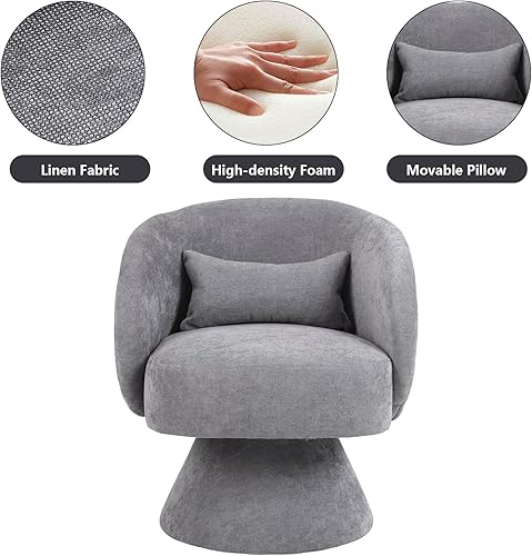 Miniatura 3 de Silla giratoria de barril, moderno sofá giratorio de acento, cómodo sofá de 360 grados para ocio, para el hogar, sala de estar, dormitorio, oficina