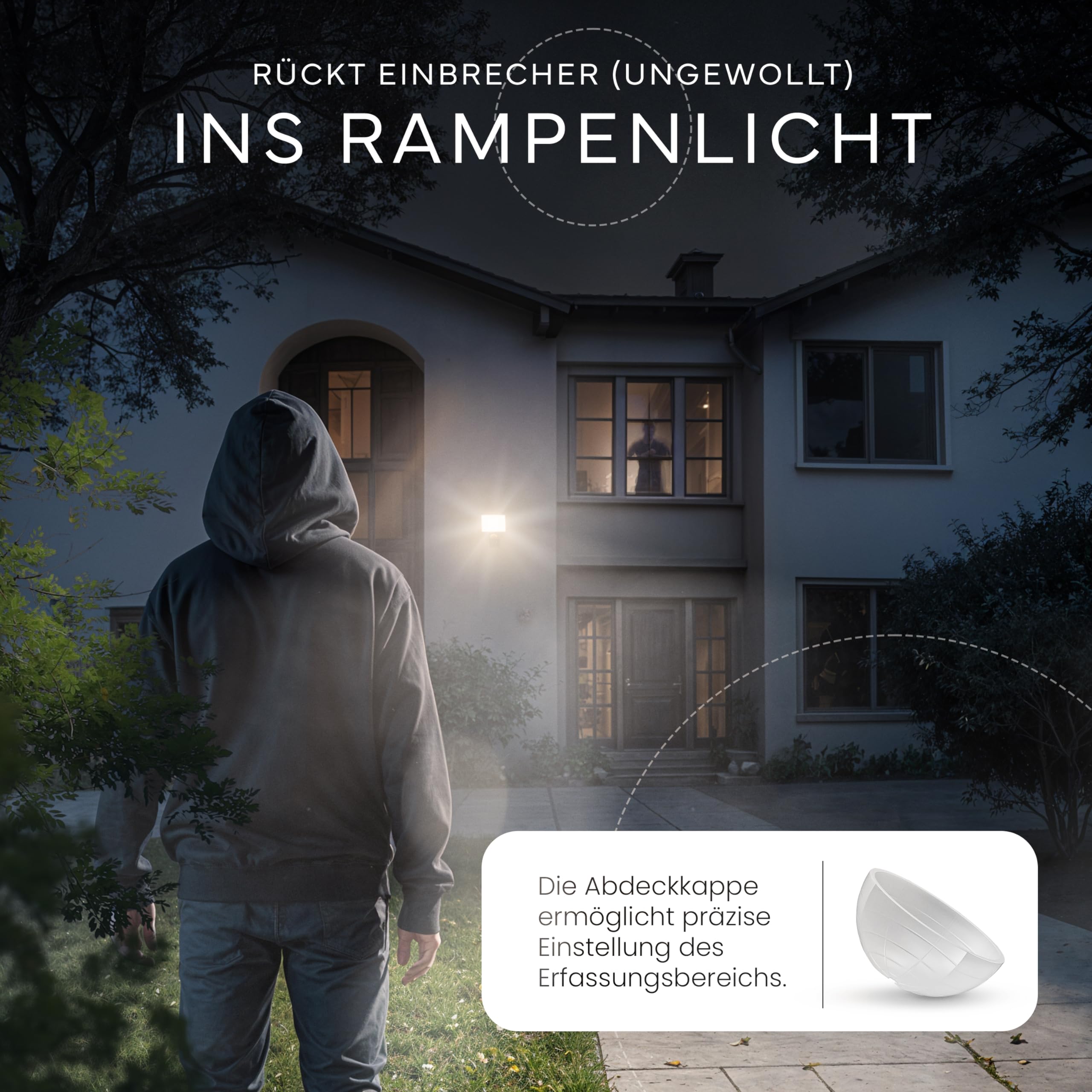 MATO Lumax LED Strahler mit Bewegungsmelder Außen - 30W Wand Außenleuchte inkl. Eck-Adapter - 3000K warmweiß, IP65 - Aussenlampe, Außenstrahler, Wandstrahler, Wandleuchte
