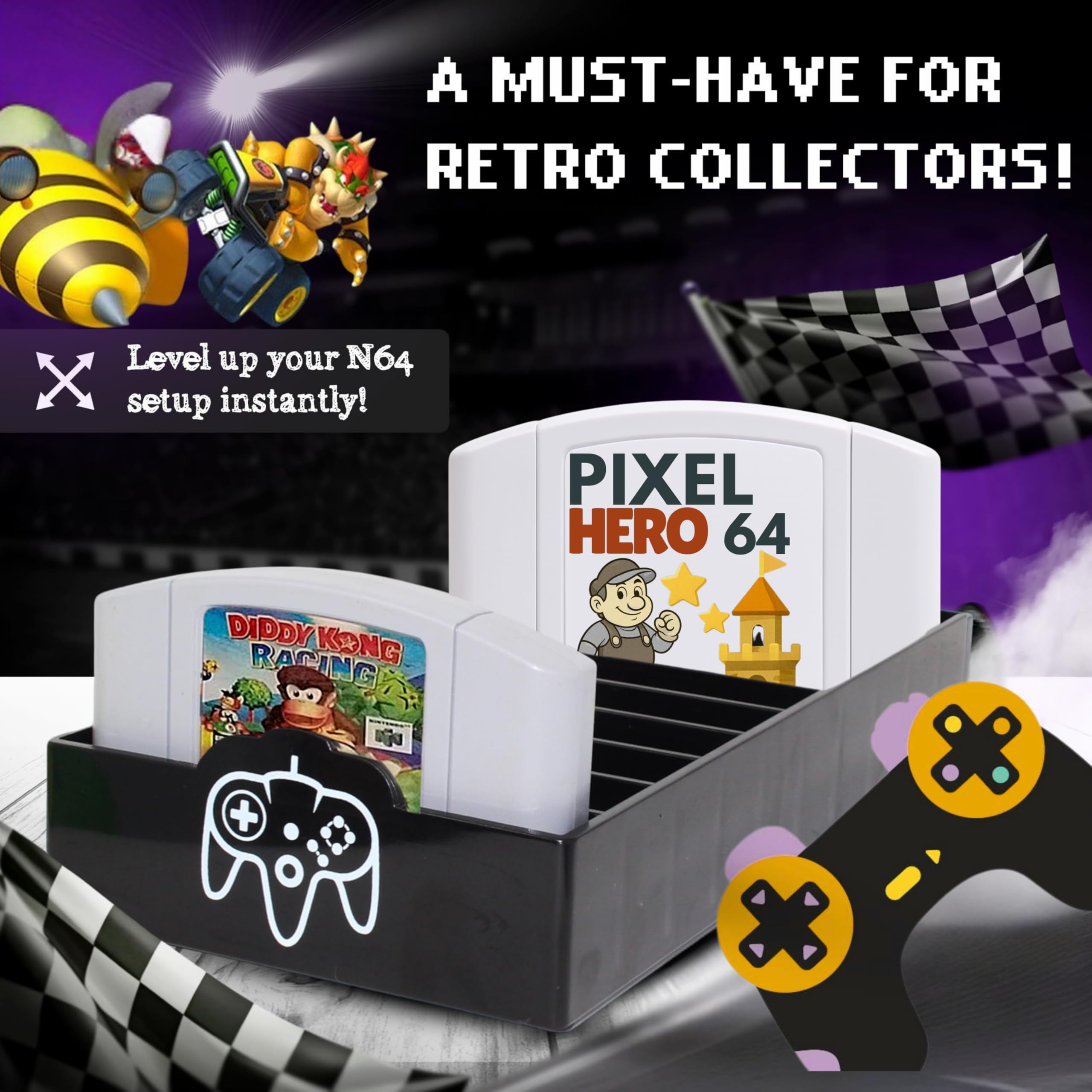 Skywin N64 Game Storage - Cartridge Holder and Organizer - Simple