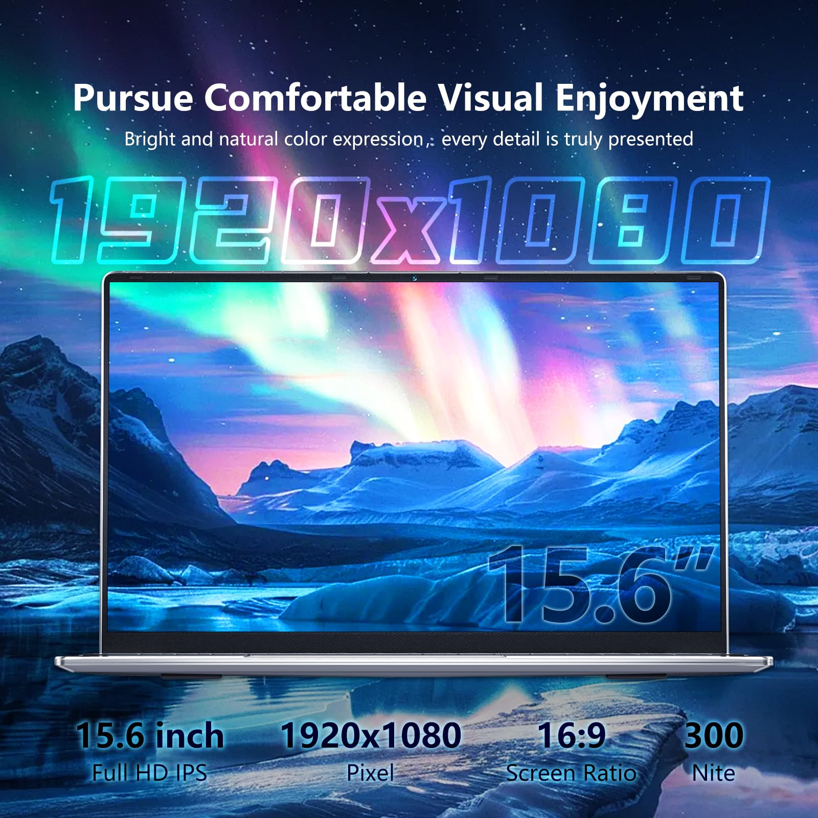 15.6 Pollici PC Portatile 16GB RAM 512GB SSD, Win 11 Notebook Celeron N95 CPU, 180° Flip Laptop FHD 1920*1080, Tastiera Retroilluminata, Sblocco Impronta Digitale, USB3.0+BT4.2+Webcam+Mini-HDMI