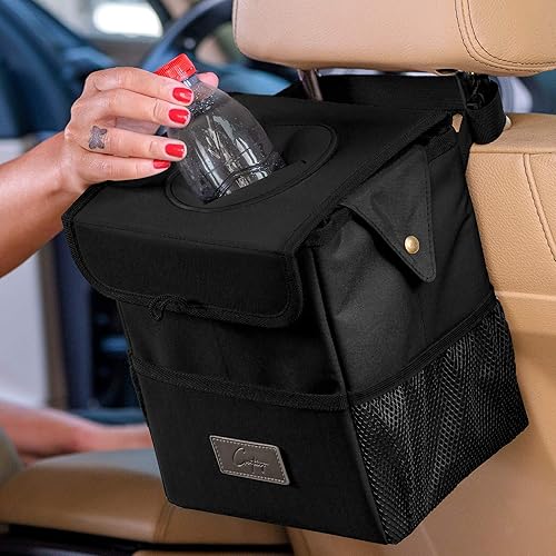 Miniatura 9 de Creathing - Bote de basura para coche, impermeable, con tapa, consola o asiento