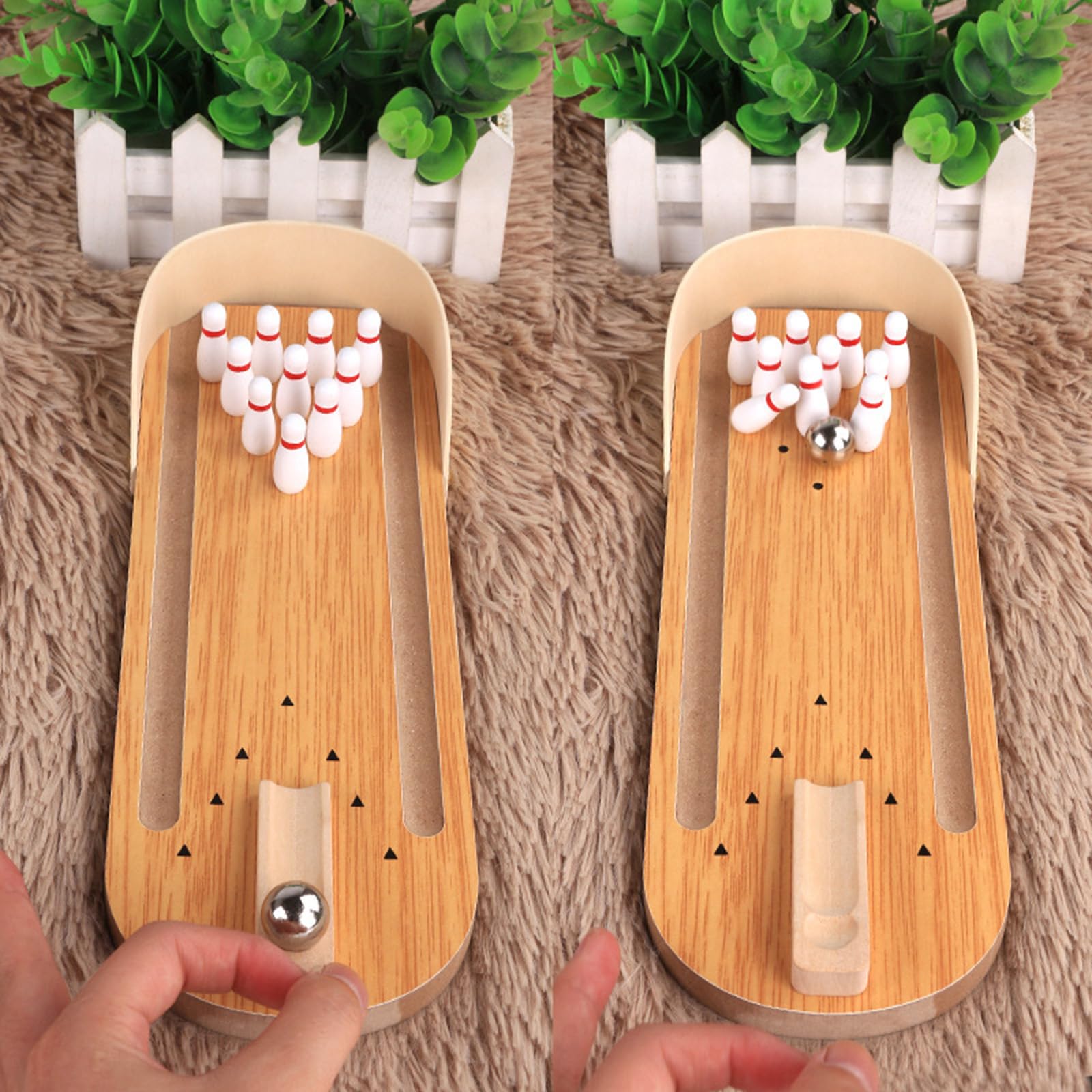 Kangnice Wood Tabletop Bowling Game Set Desktops Tabletop Bowling Game Bowling Toy Bowling Women Man