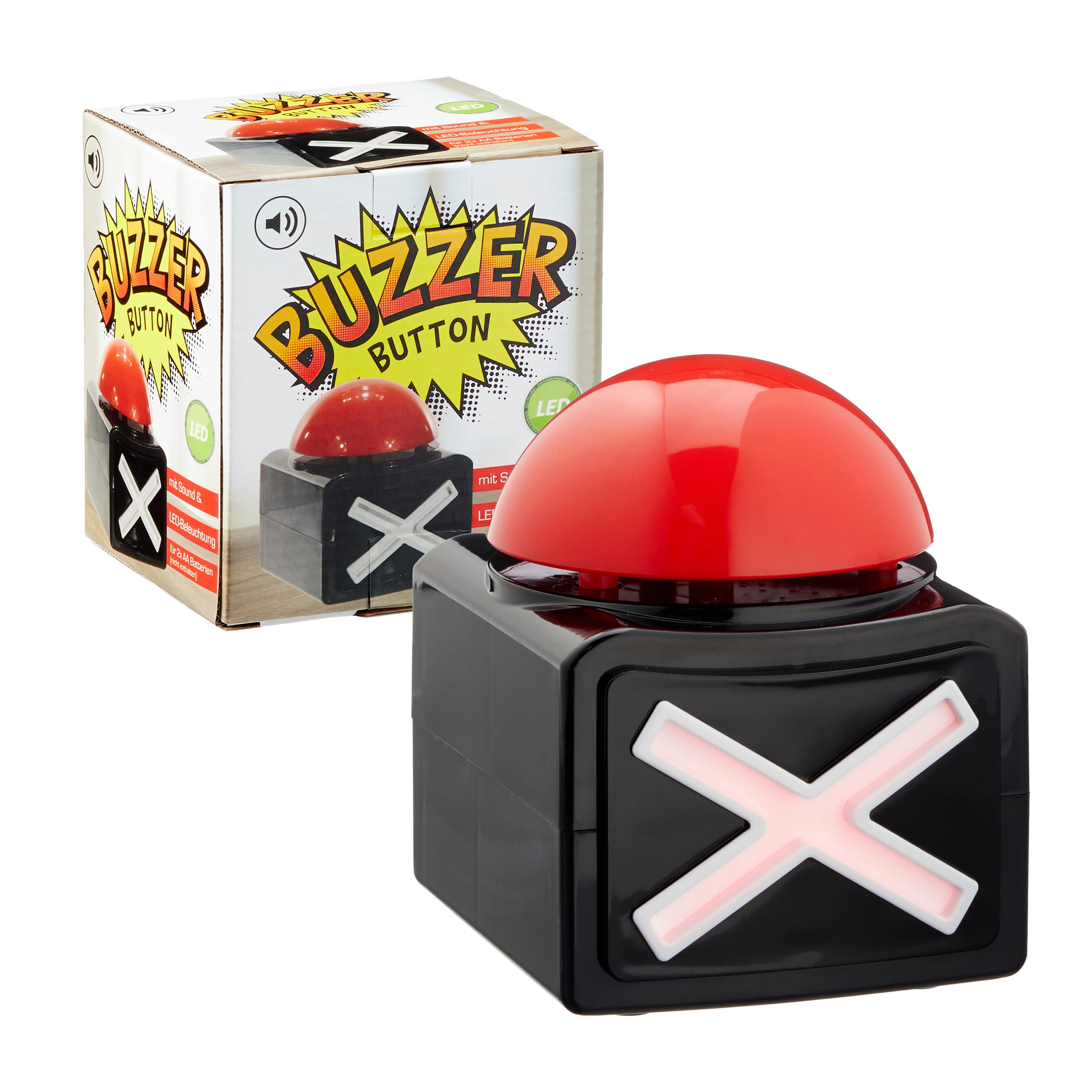 Buzzer z dzwiekiem i oswietleniem LED - zabawa na imprezie dla calej rodziny - idealny na wieczory przy grach, pokazy i swieta.