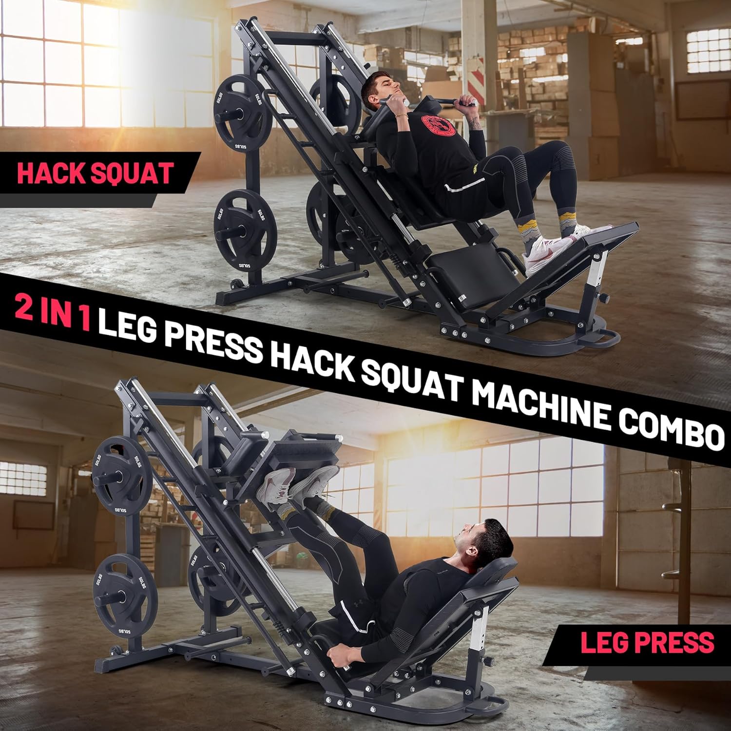 Leg Press Hack Squat Machine, 2 in 1 Leg Press Machine for Home Gym with Linear Bearing, Specialty Hack Squat Machine for Full Lower Body Workout with Calf Block Leg Press Hack Squat Machine, 2 in 1 Leg Press Machine for Home Gym with Linear Bearing, Specialty Hack Squat Machine for Full Lower Body Workout with Calf Block
